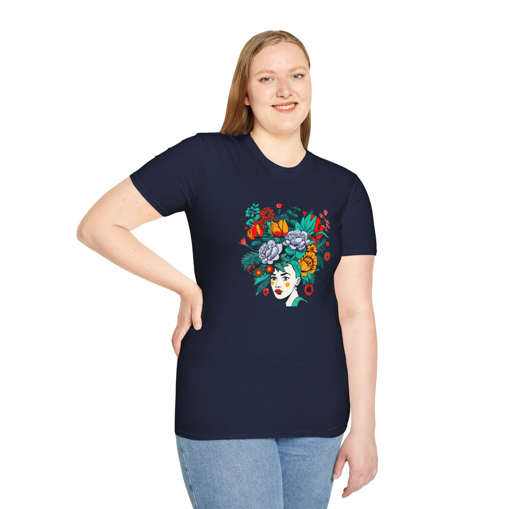 Floral Frida-Inspired Portrait T-Shirt
