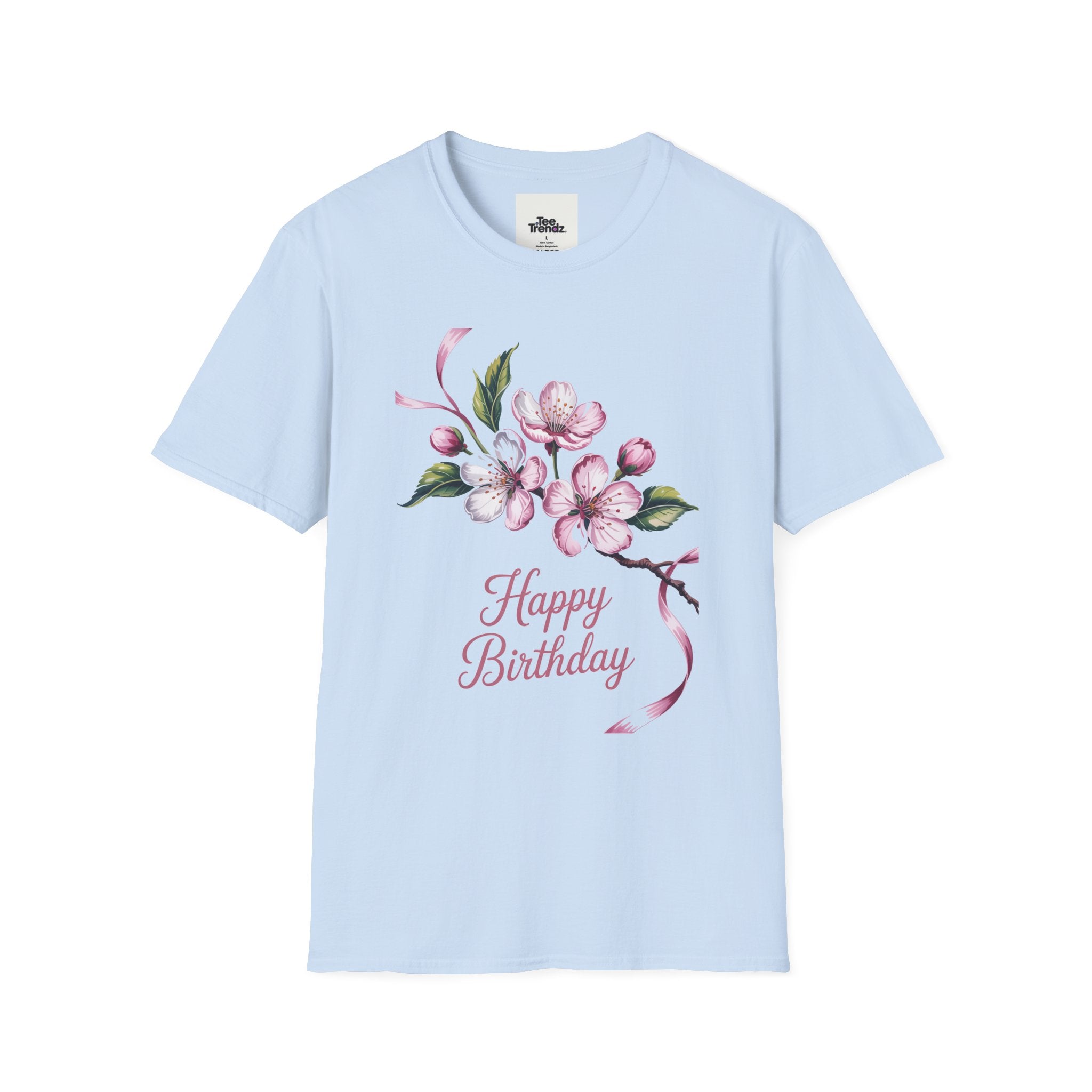 Happy Birthday Floral T-Shirt — Pink Blossom Birthday Tee