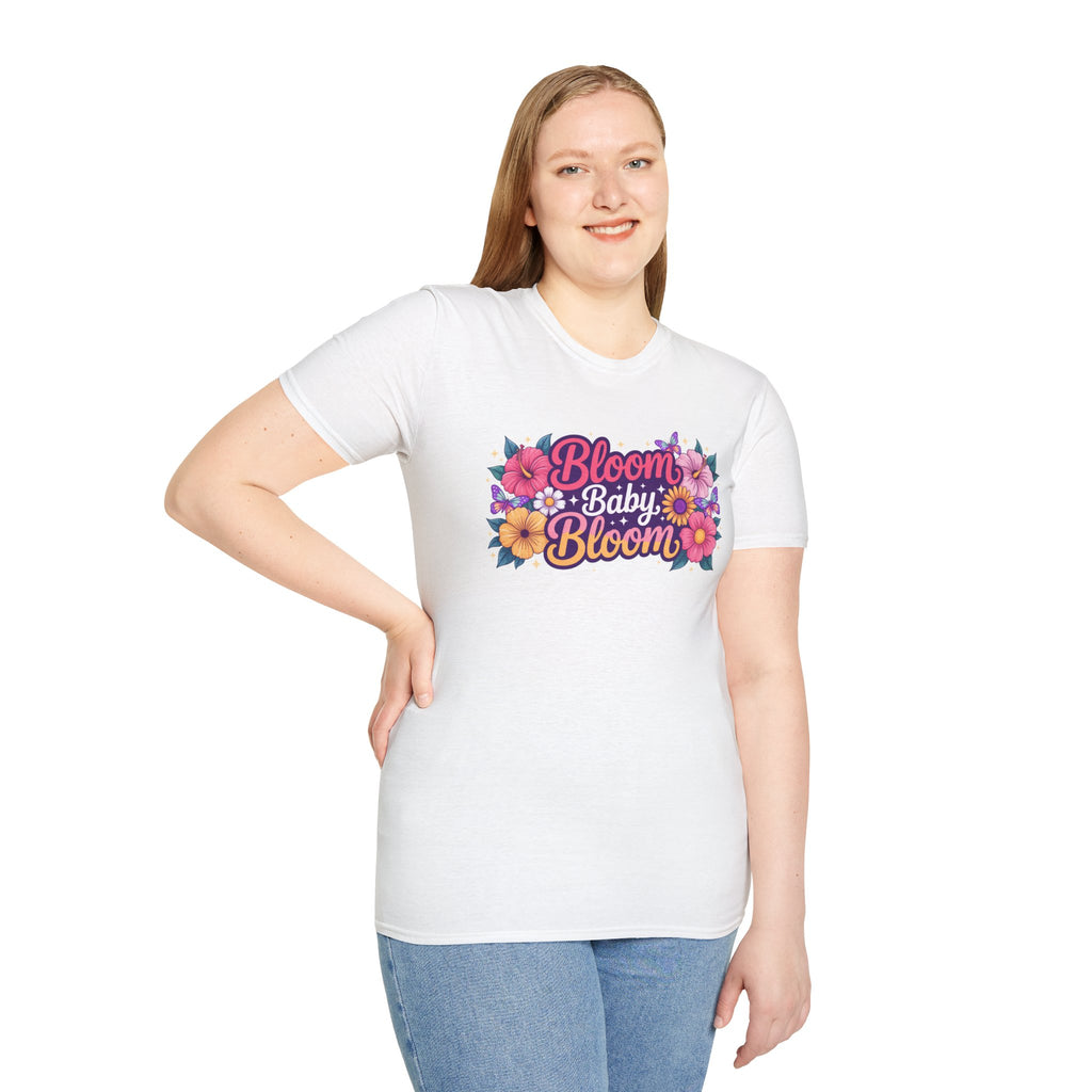 Bloom Baby Bloom Floral T-Shirt — Cute Spring Garden Tee for New Moms & Moms-to-Be