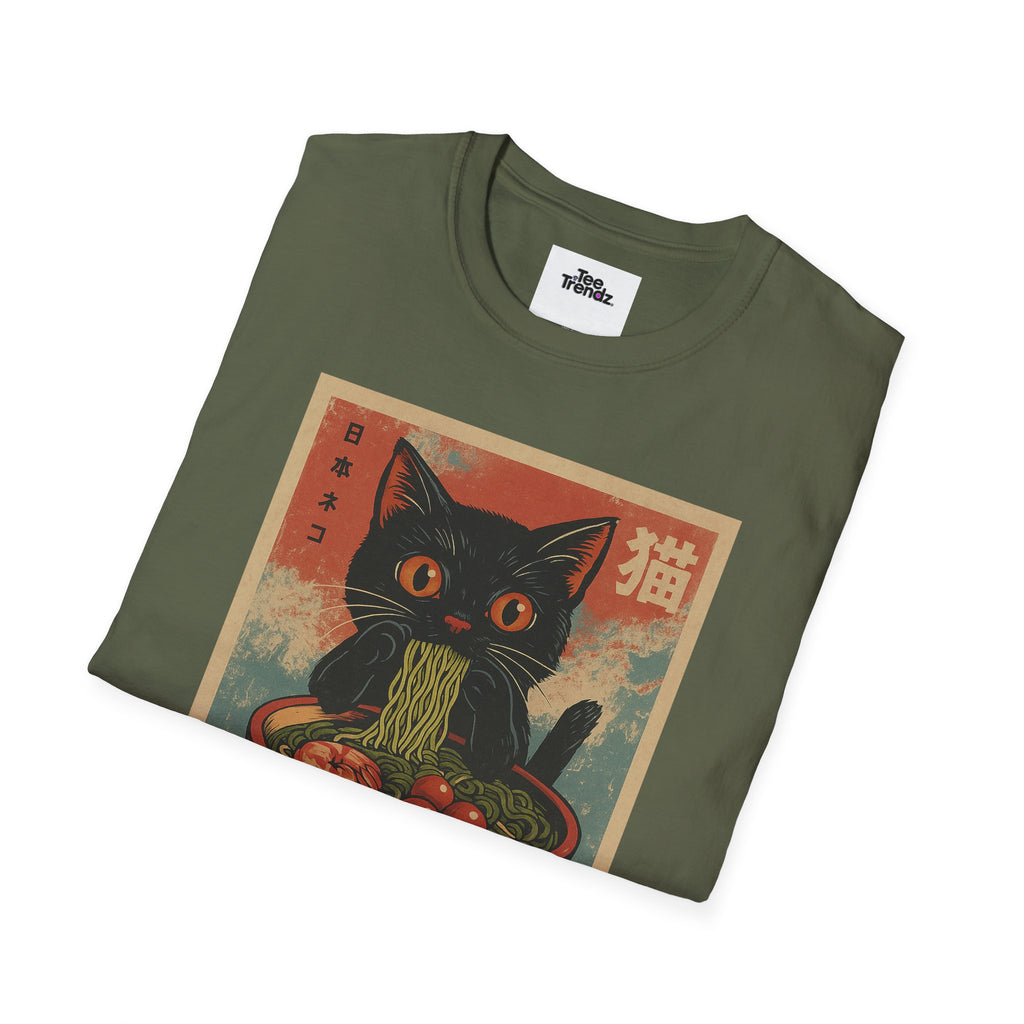 Cat Ramen T-Shirt — Vintage Japanese Neko Bowl Graphic Tee