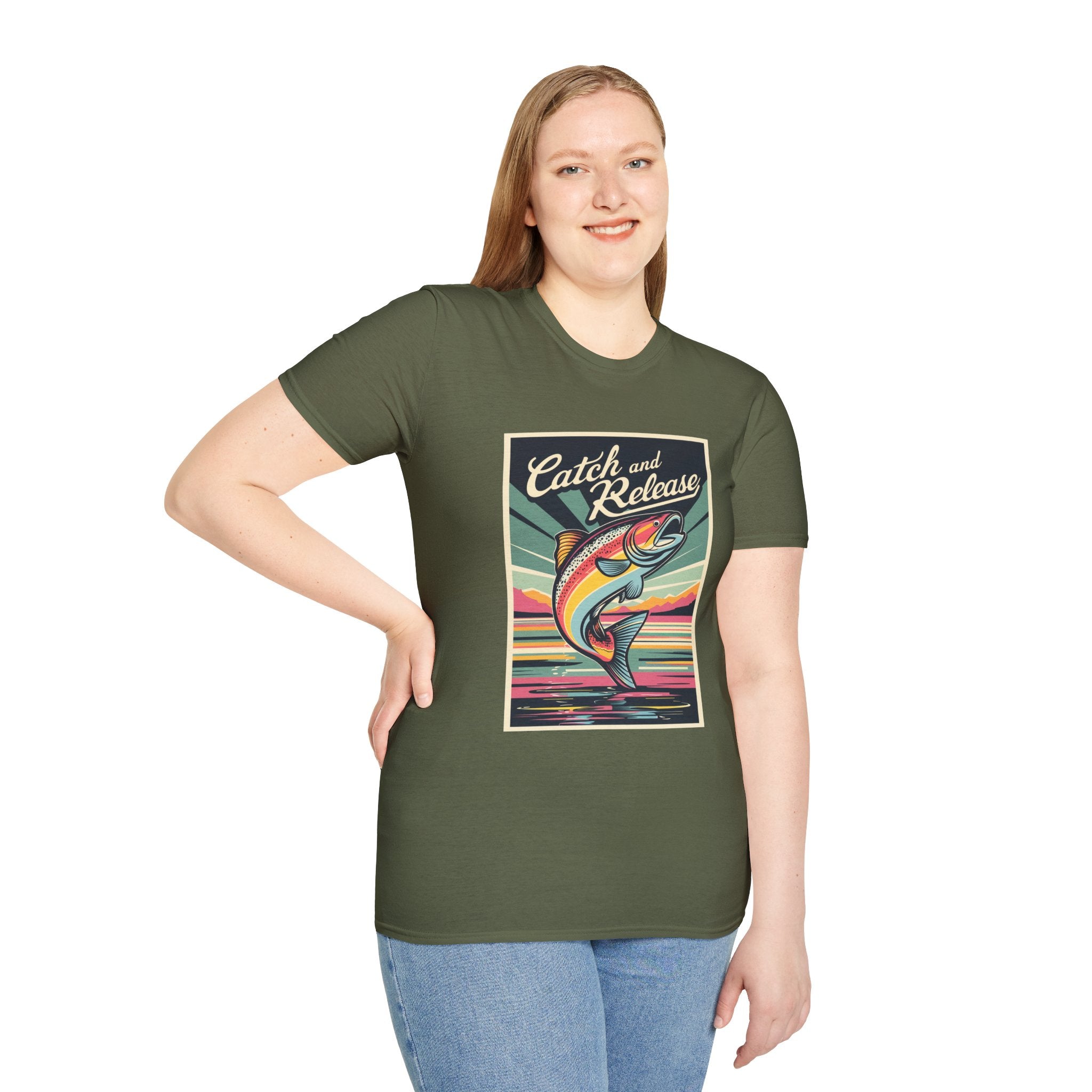 Catch and Release Fishing T-Shirt — Retro Trout Angler Tee