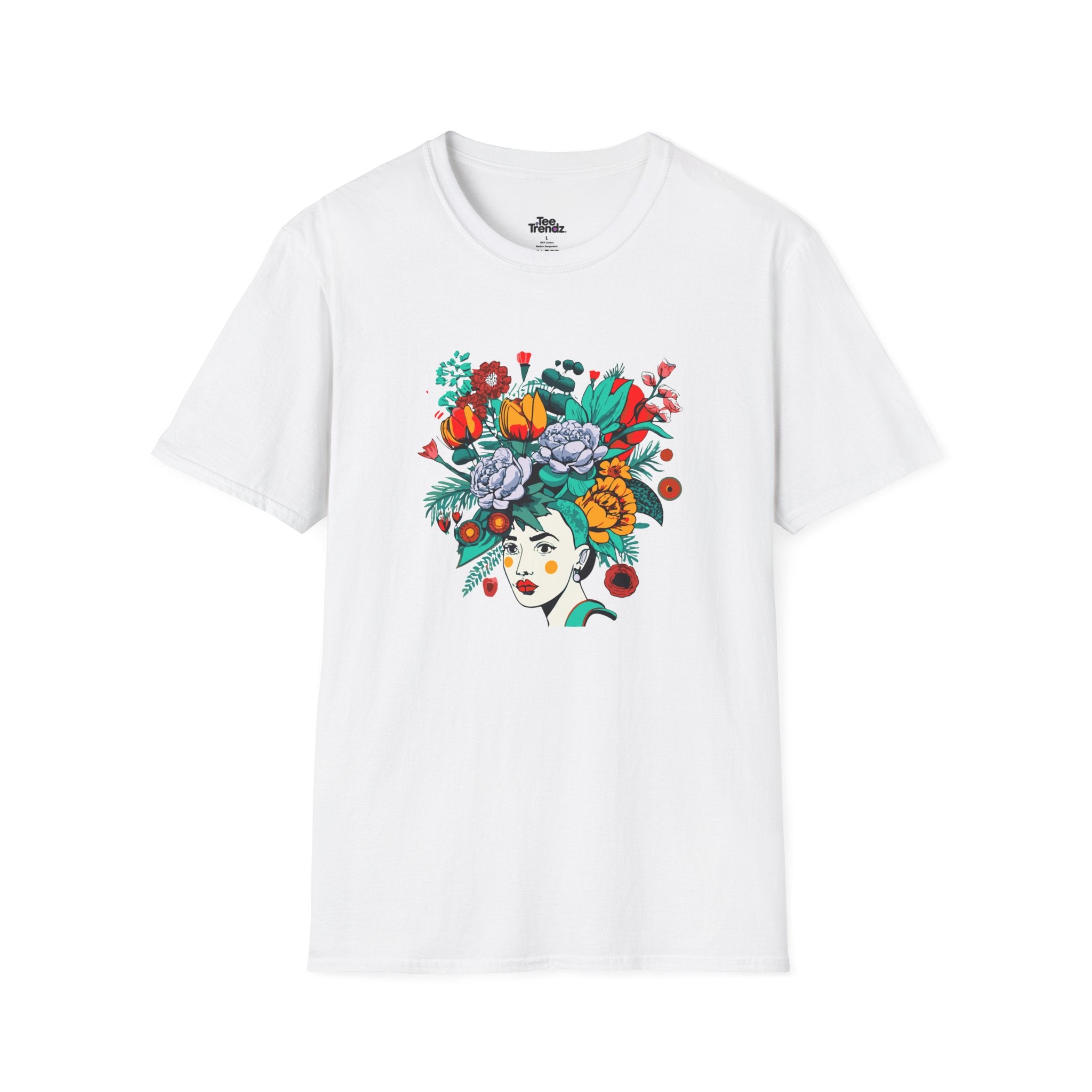 Floral Frida-Inspired Portrait T-Shirt