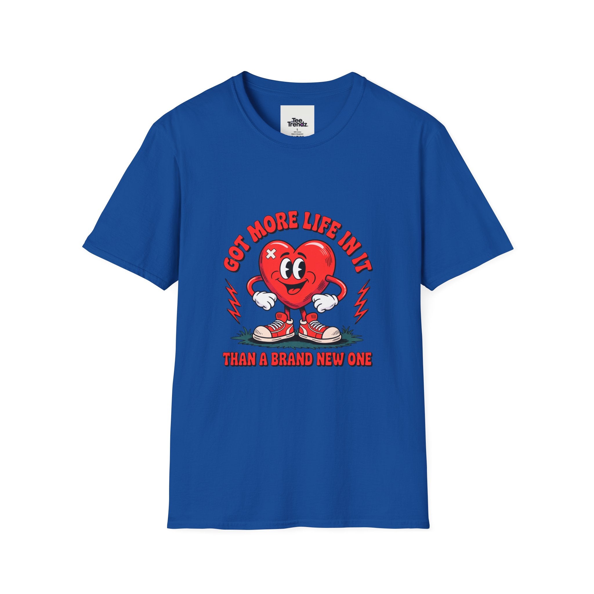 Heart Cartoon T-Shirt — "Got More Life In It Than A Brand New One" Vintage Valentine Tee