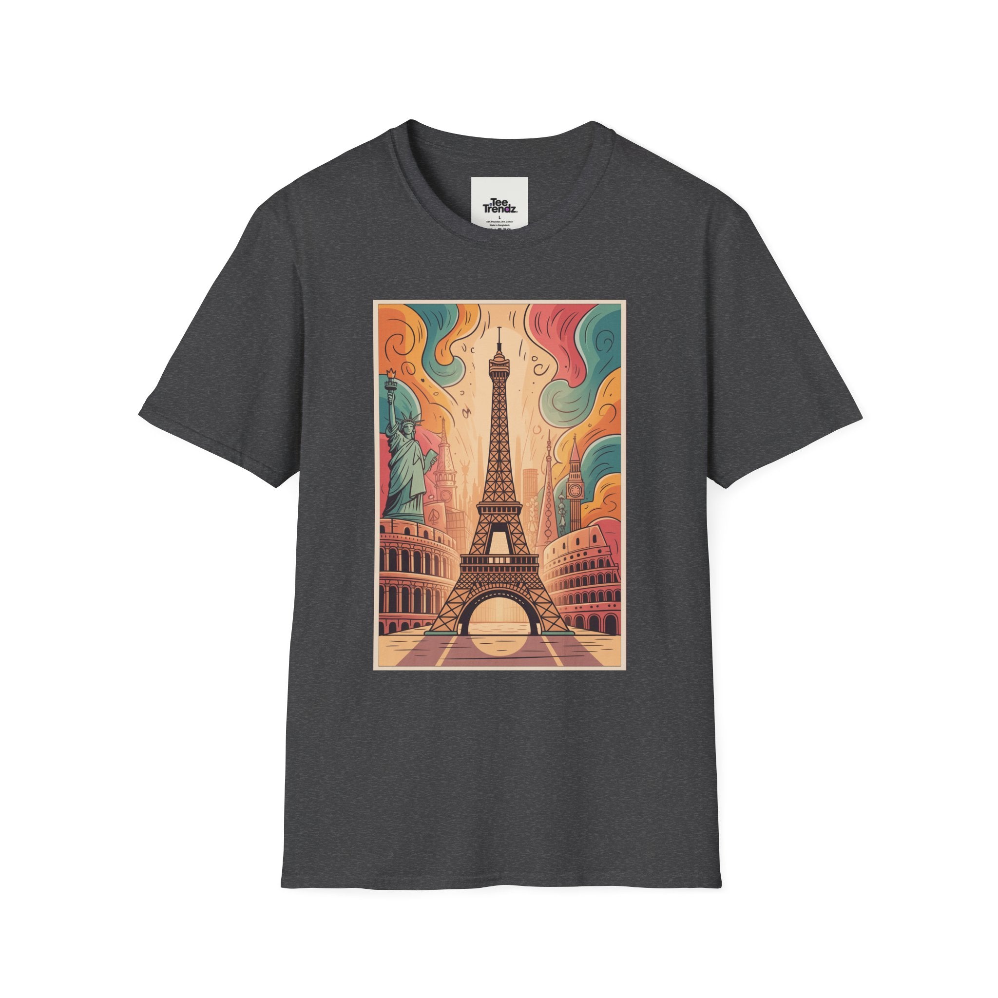 Eiffel Tower Retro Art T-Shirt — Vintage Paris Skyline Tee