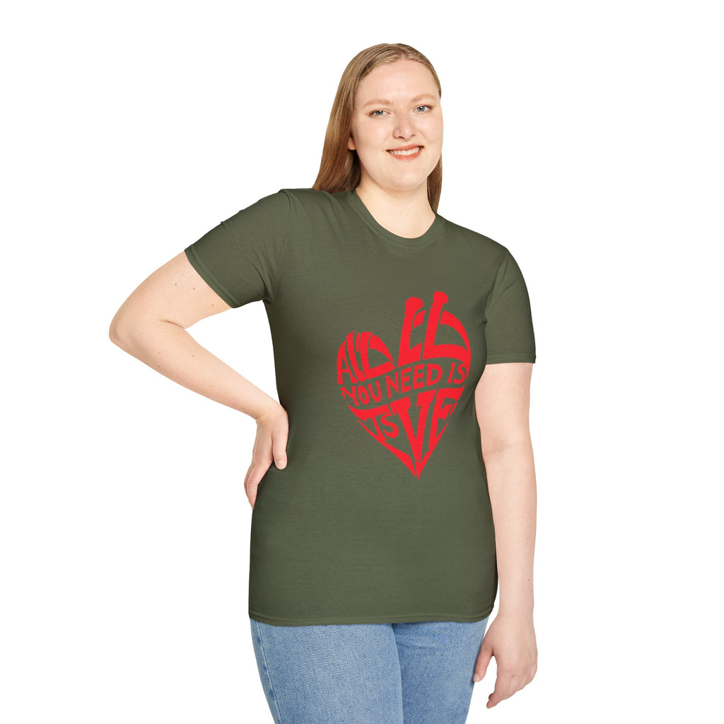 Love Heart T-Shirt — "All You Need Is Love" Retro Graphic