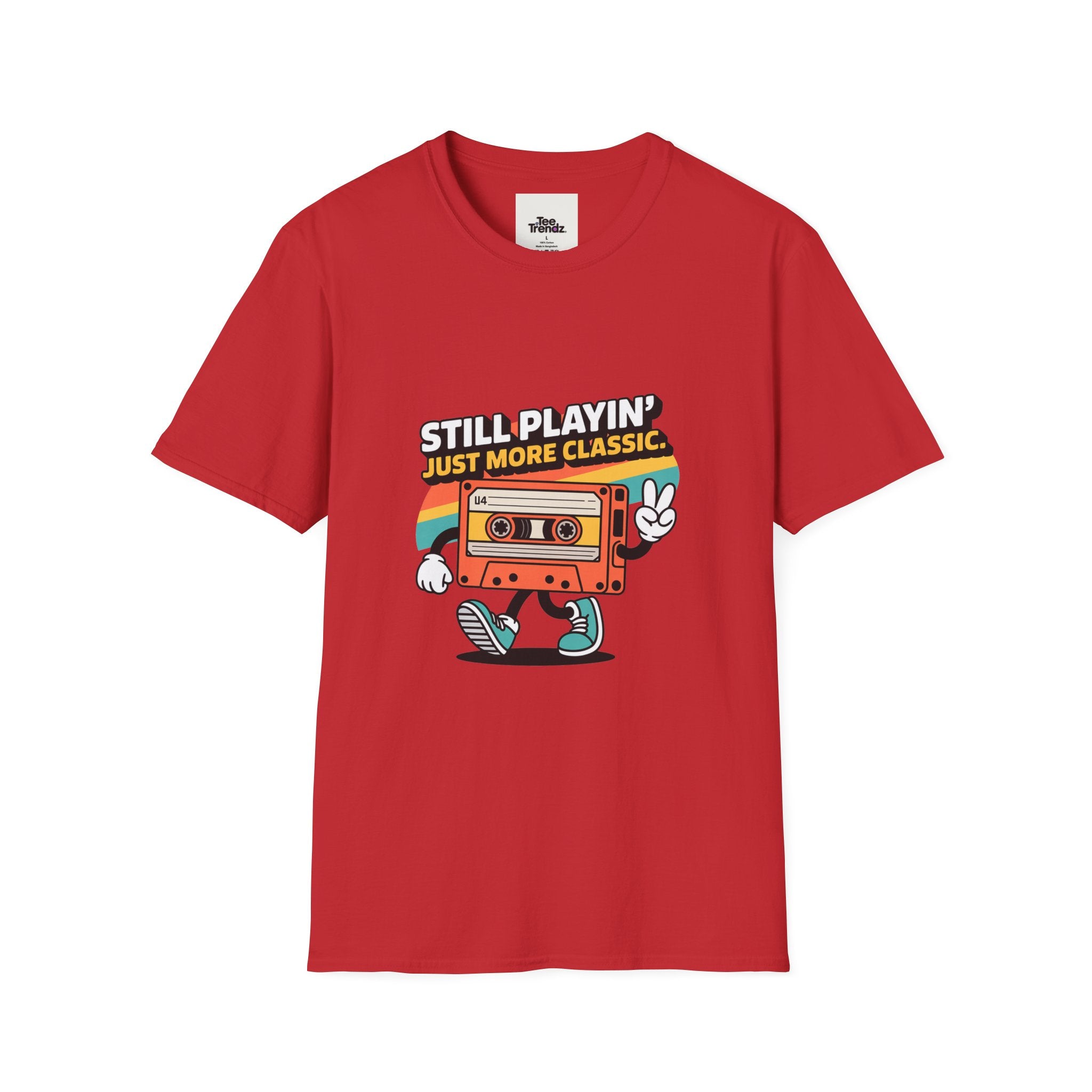 Retro Cassette Tee — "Still Playin' Just More Classic" Vintage Tape Shirt