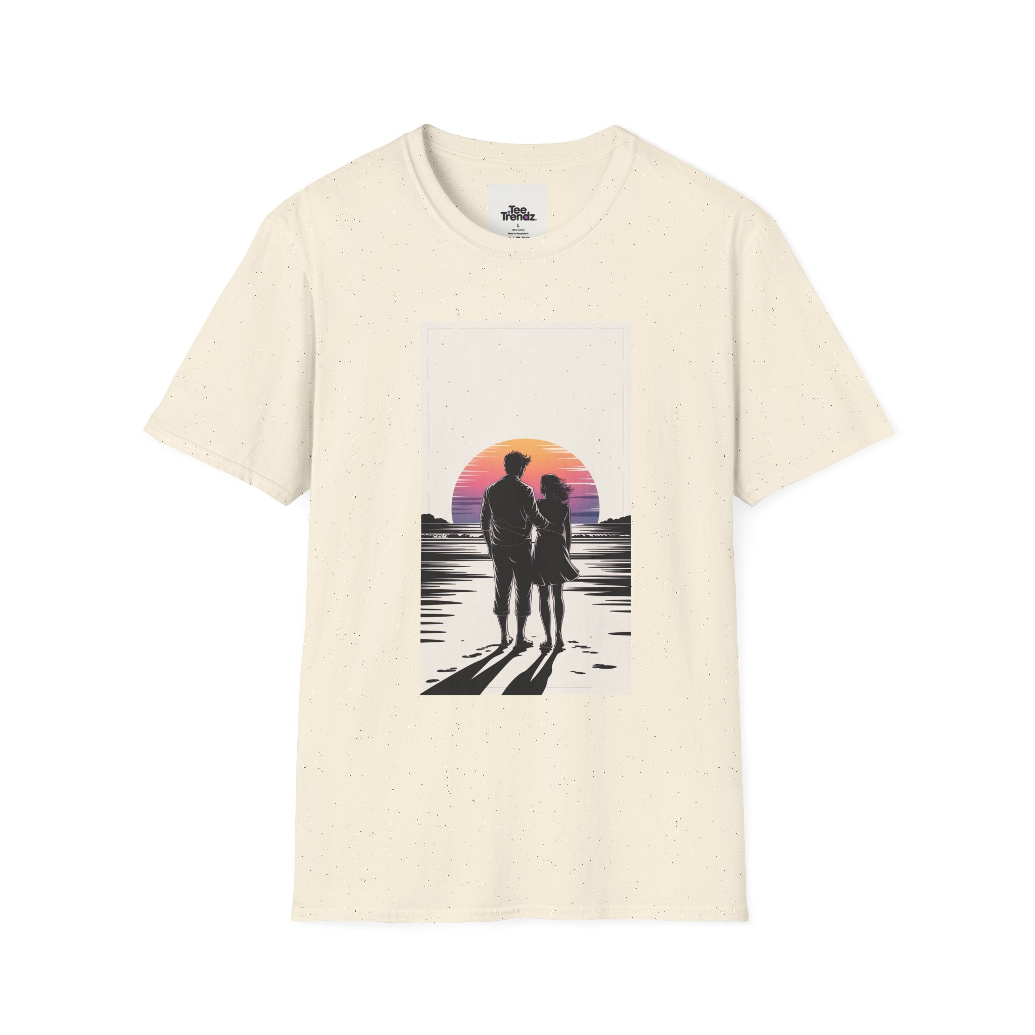 Couple Silhouette Beach T-Shirt — Sunset Romantic Graphic Tee