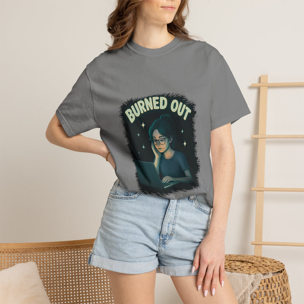 Burned Out Night Owl T-Shirt — Funny Exhausted Programmer Graphic Tee