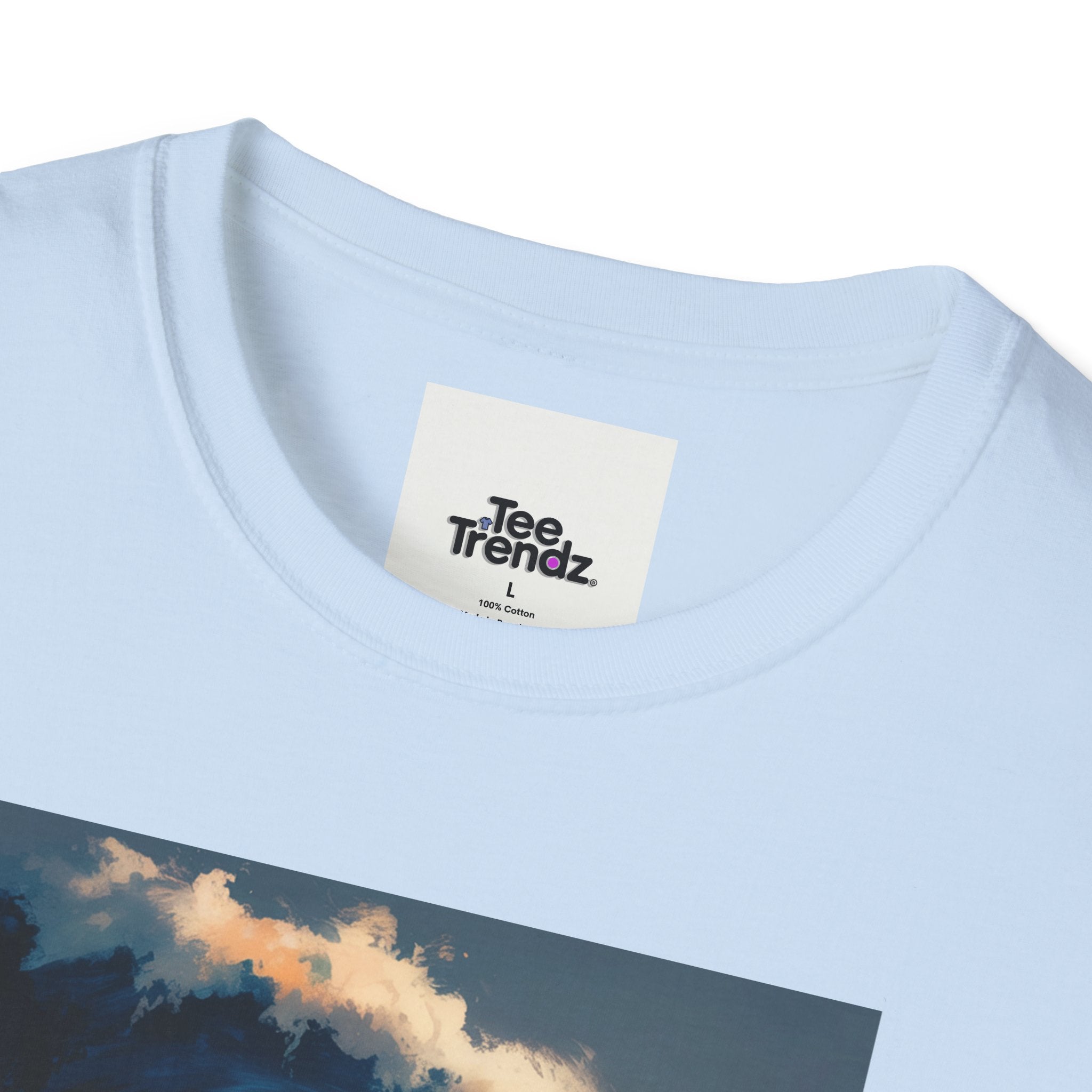 T-Shirt - Retro Beach Surf Scene with Giant Wave and Relaxing Skeleton (Vintage Coastal Vibe)