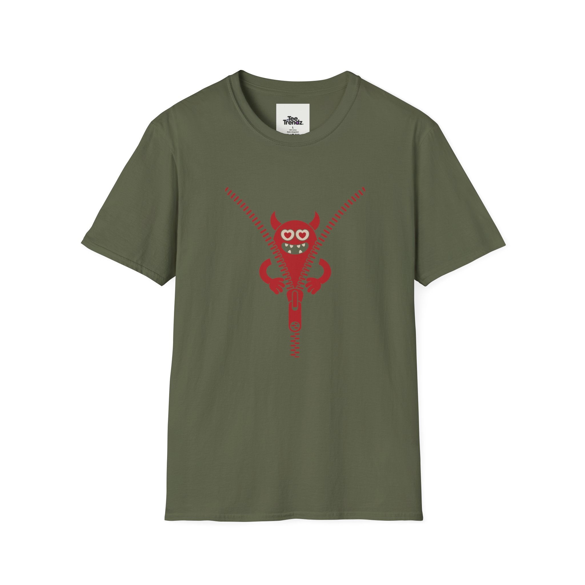T-Shirt — Playful Monster Zipper Graphic Tee