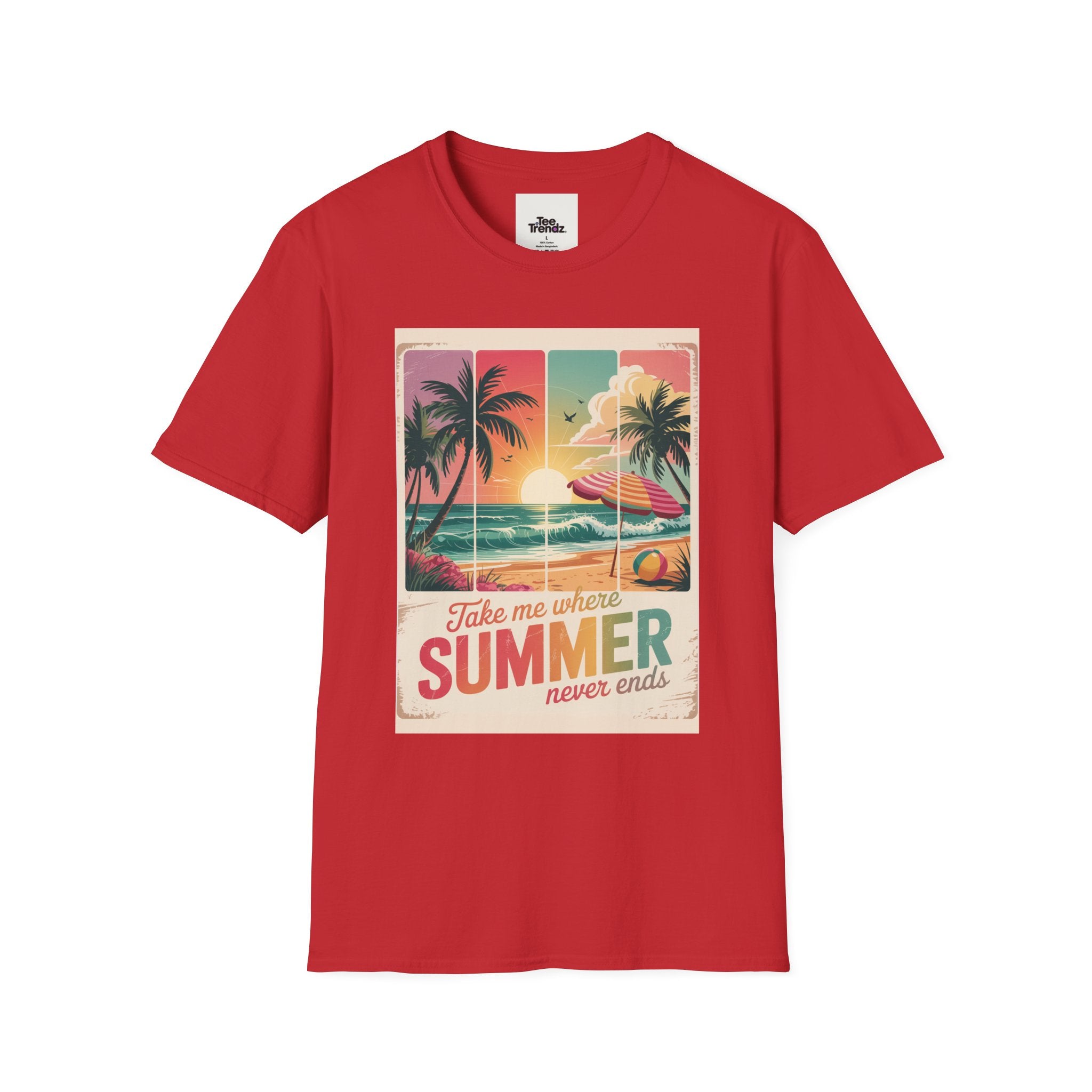 Summer Never Ends T-Shirt – Vintage Beach Sunset Graphic Tee