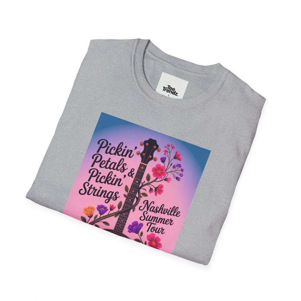 Banjo Floral Tee — "Pickin' Petals, Pickin' Strings" Nashville Summer Vibes