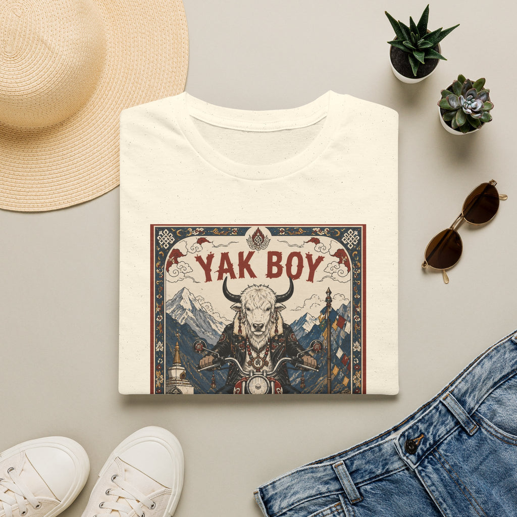 Yak Boy Motorcycle Graphic T‑Shirt — Vintage Mountain Biker Tee