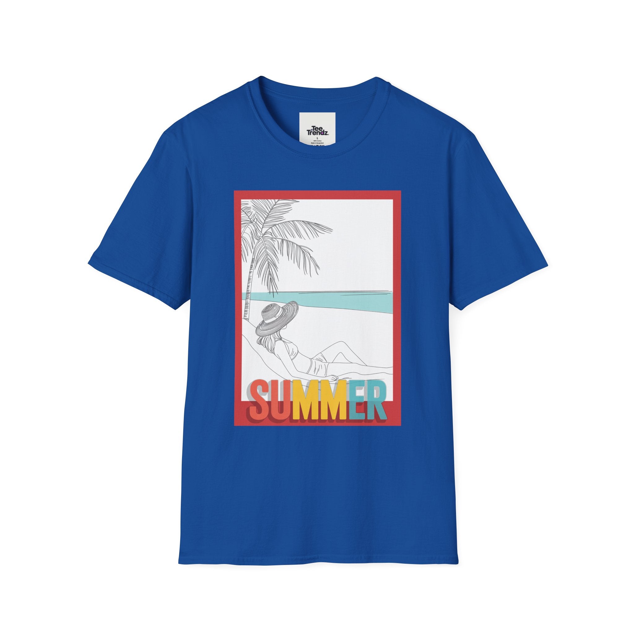 Summer Beach Graphic T-Shirt — 'SUMMER' Retro Palm & Relaxation Design