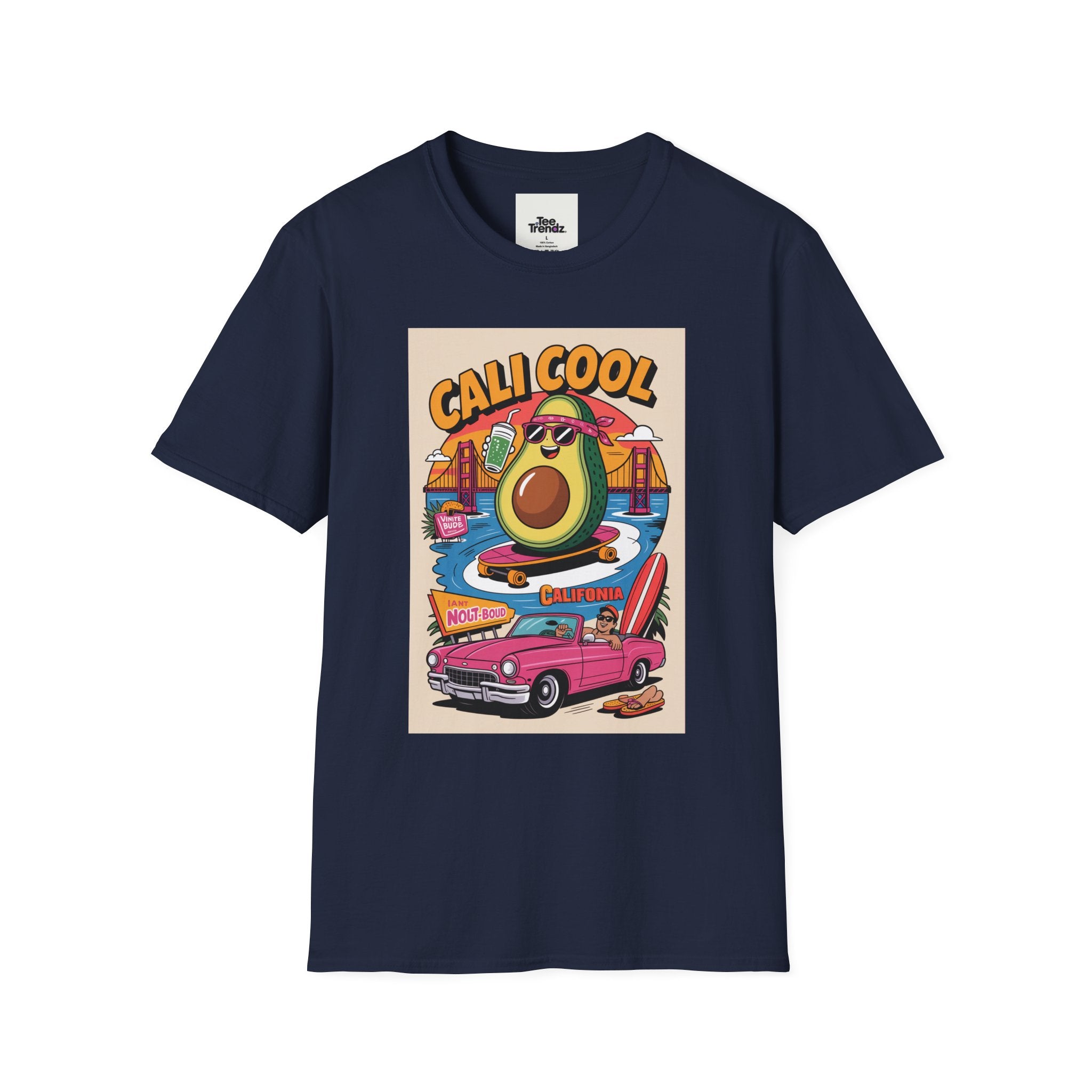 Cali Cool Avocado Tee — Retro Surfing California Graphic T-Shirt