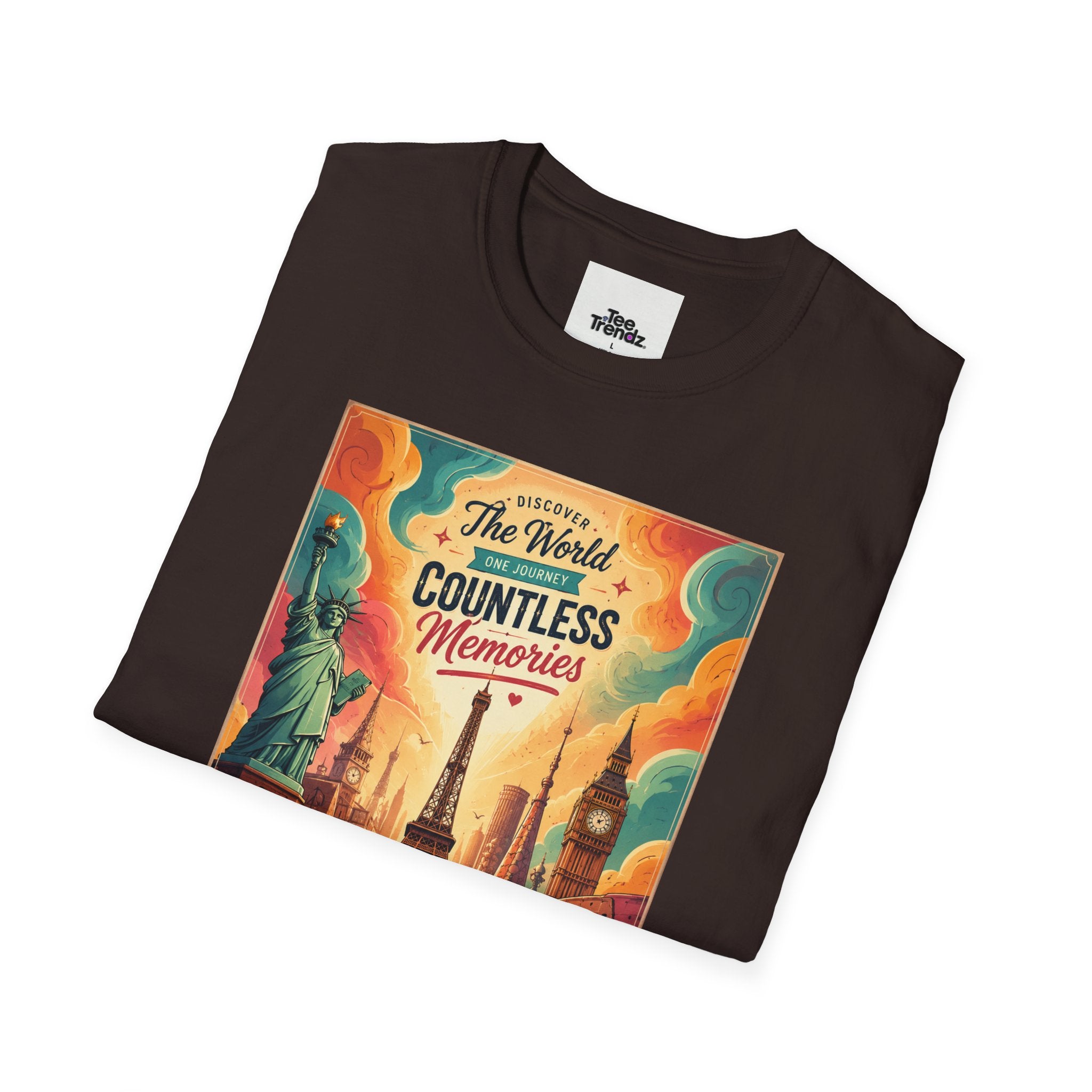 Travel Poster T-Shirt — 'The World, Countless Memories' Vintage Eiffel Tower Tee
