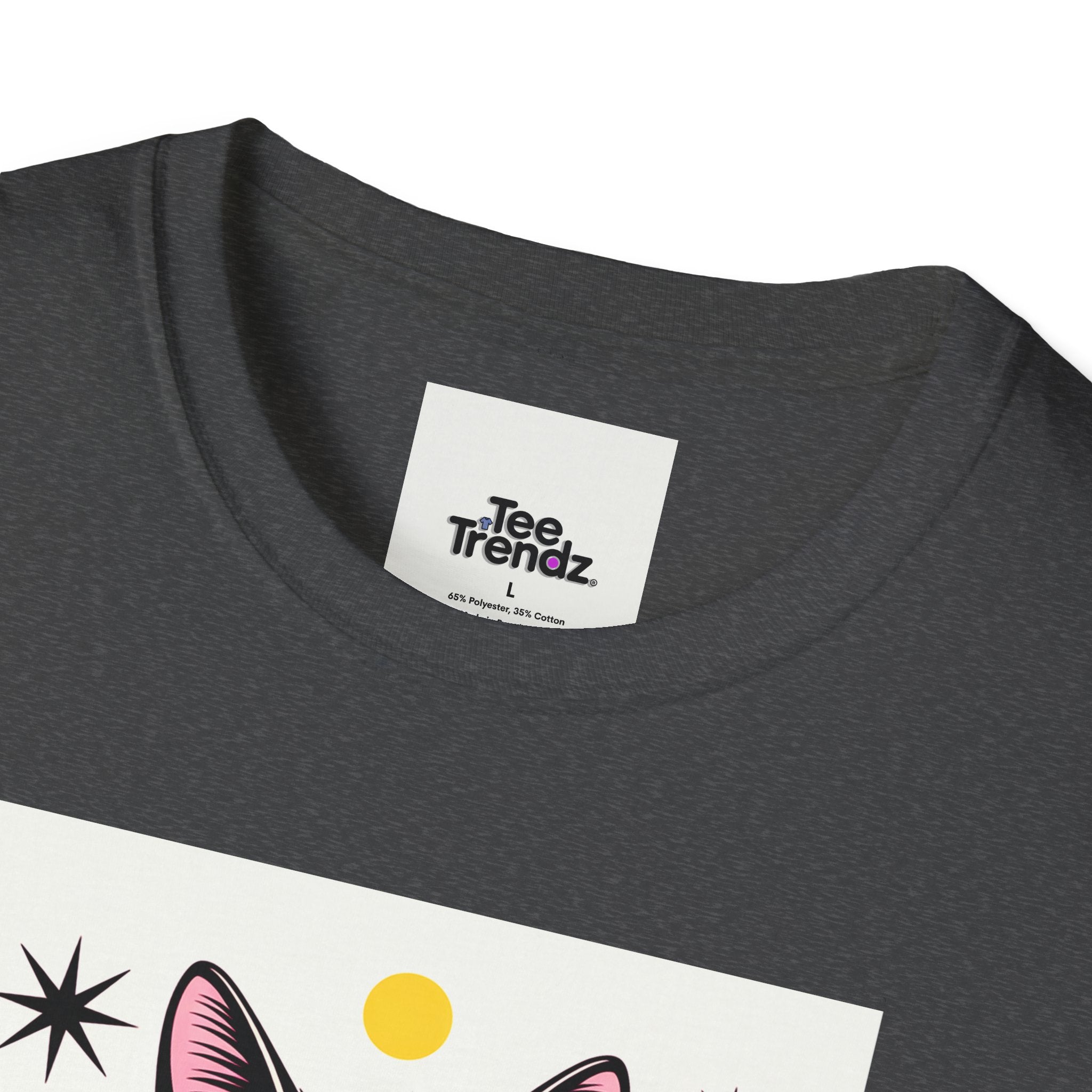 Black Cat Graphic T-Shirt — Retro Sunset Cat Illustration