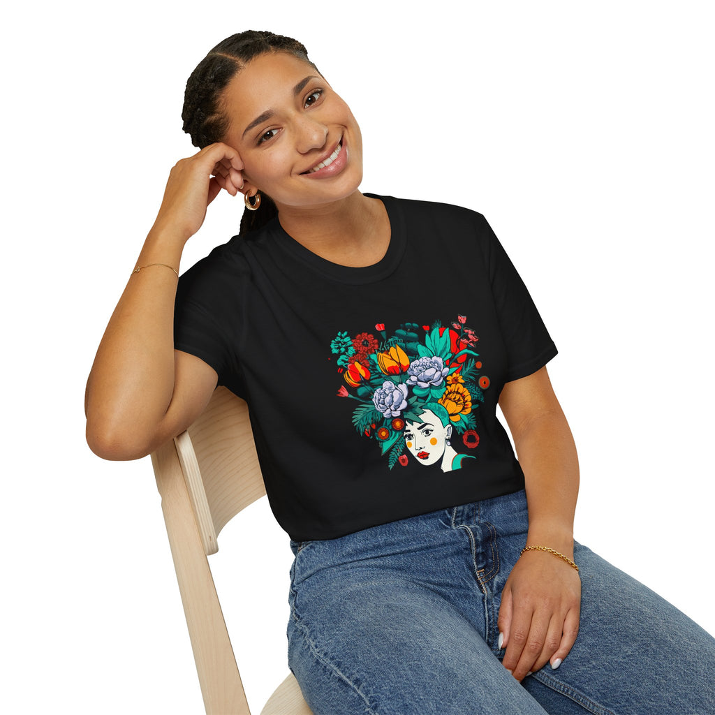 Floral Frida-Inspired Portrait T-Shirt
