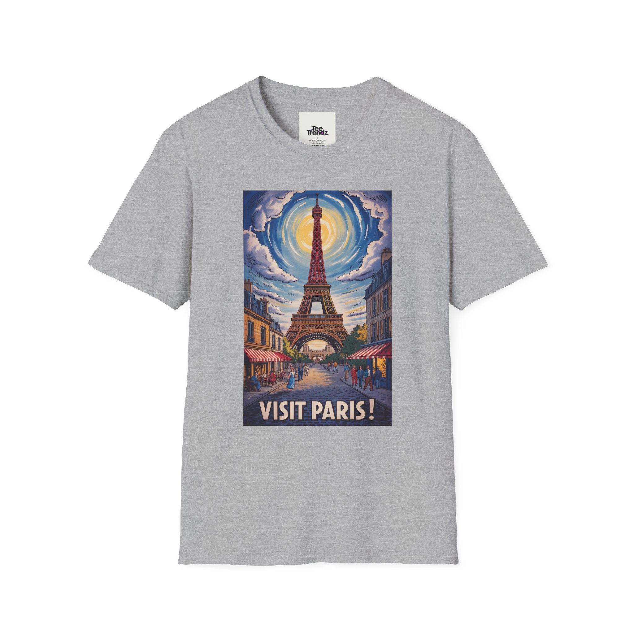 Visit Paris T-Shirt - Vintage Eiffel Tower Travel Poster Tee