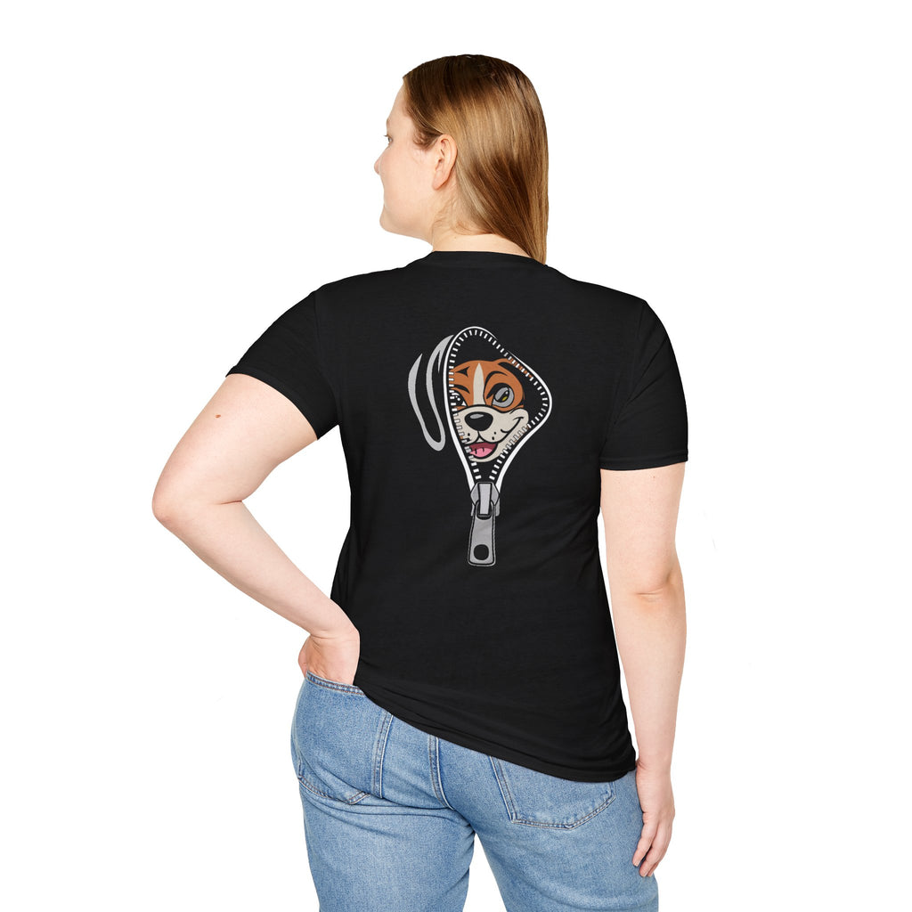 Zipper Reveal Dog Graphic T-Shirt