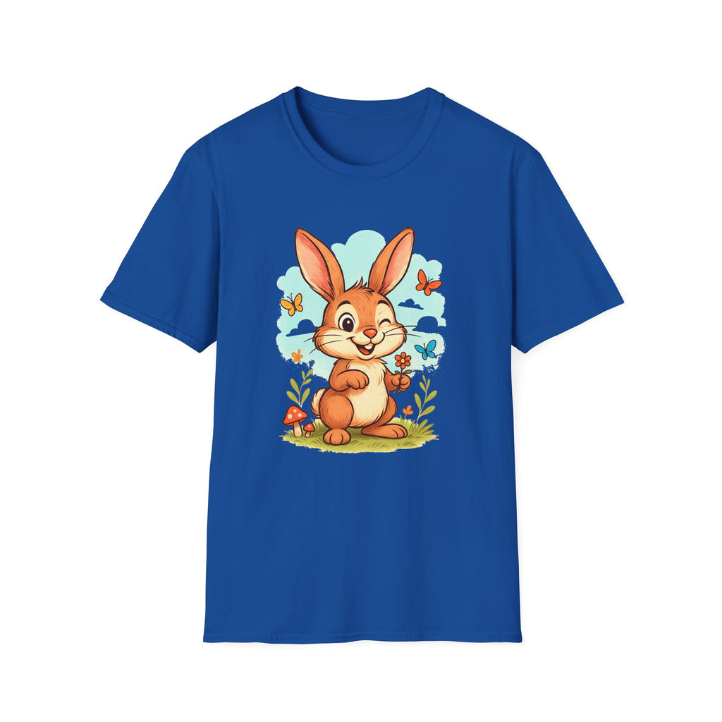 Cute Bunny Tee — Cartoon Rabbit with Butterflies Kids Easter Shirt