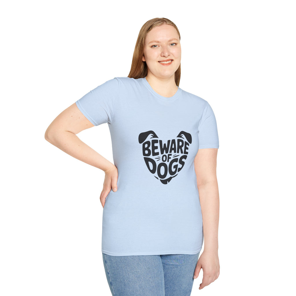 Beware of Dogs T-Shirt — Cute Dog Face Graphic Tee for Dog Lovers