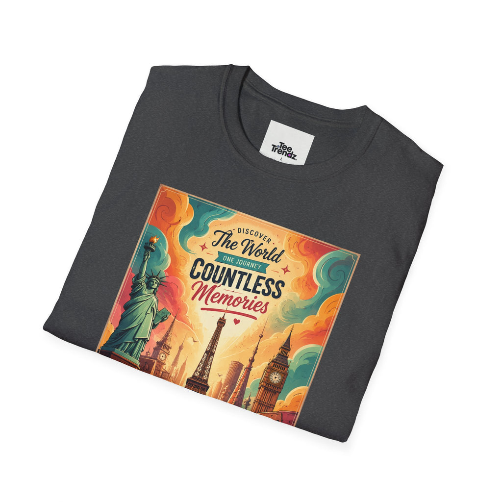 Travel Poster T-Shirt — 'The World, Countless Memories' Vintage Eiffel Tower Tee