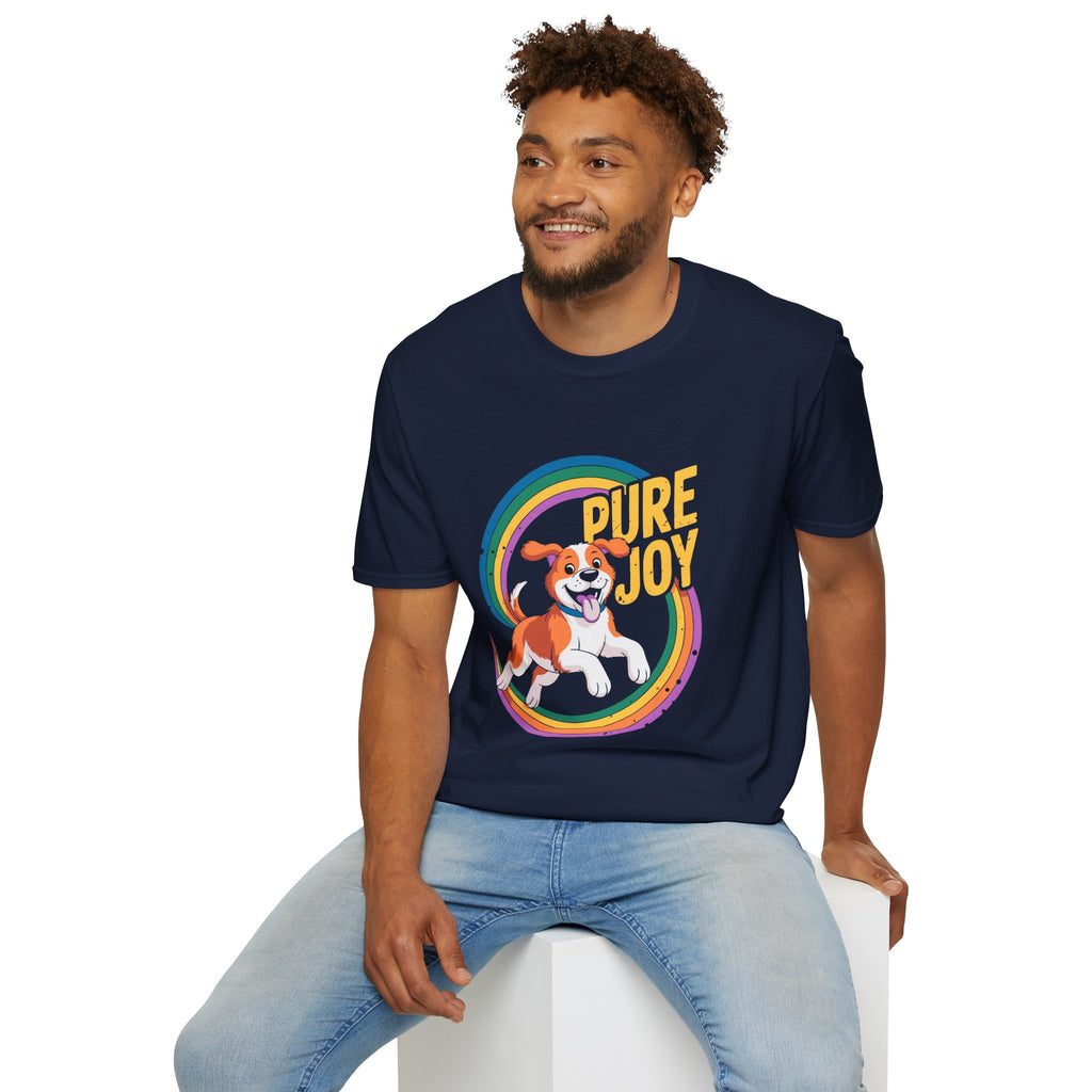 Pure Joy Dog T-Shirt – Playful Beagle Graphic Tee with Rainbow