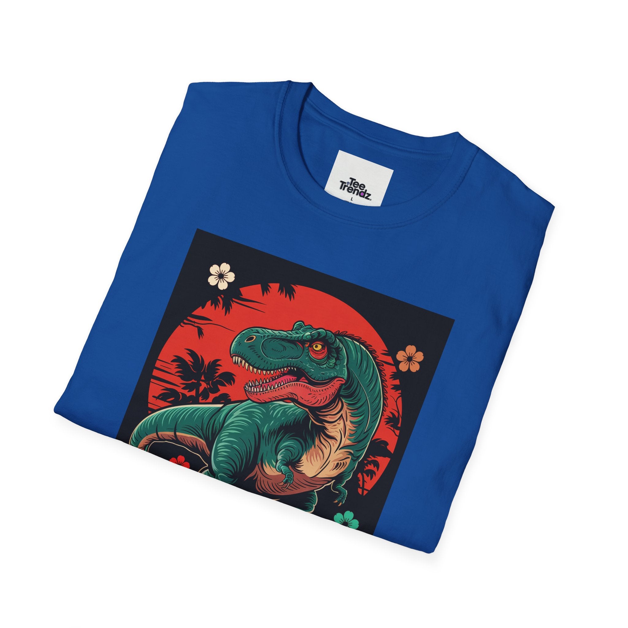 Dinosaur Retro Sunset T-Shirt — Japanese Kanji Dino Graphic