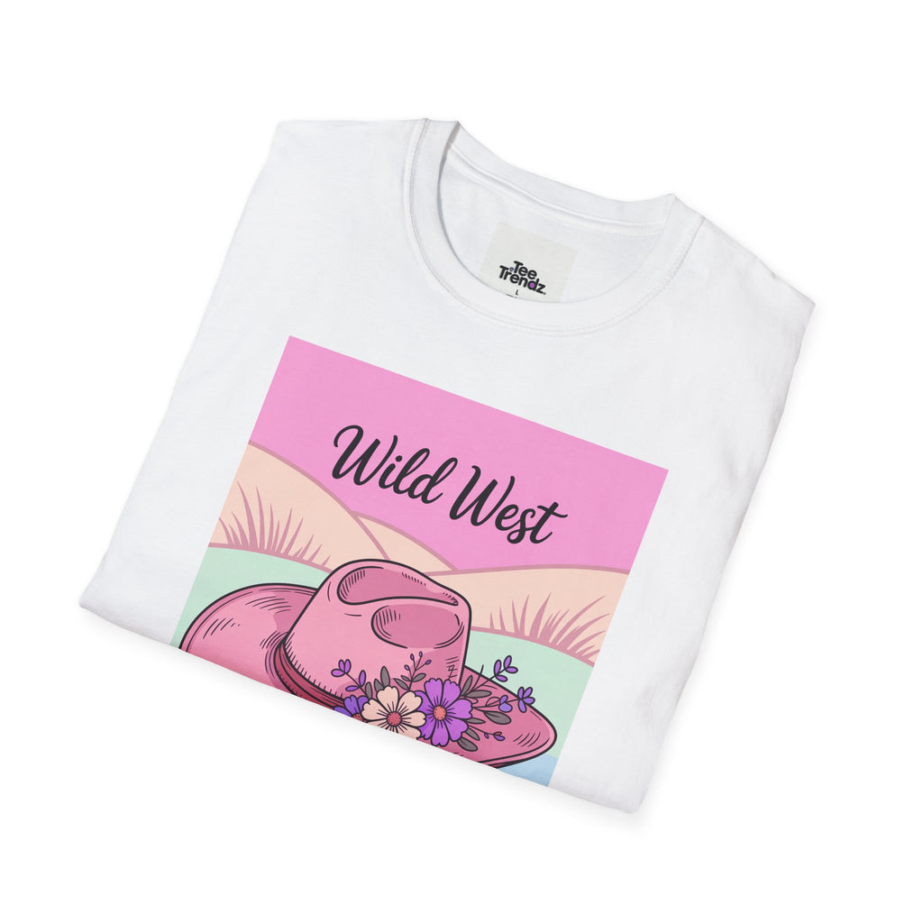 Wild West Pink Cowboy Hat T-Shirt — Floral Western Graphic Tee
