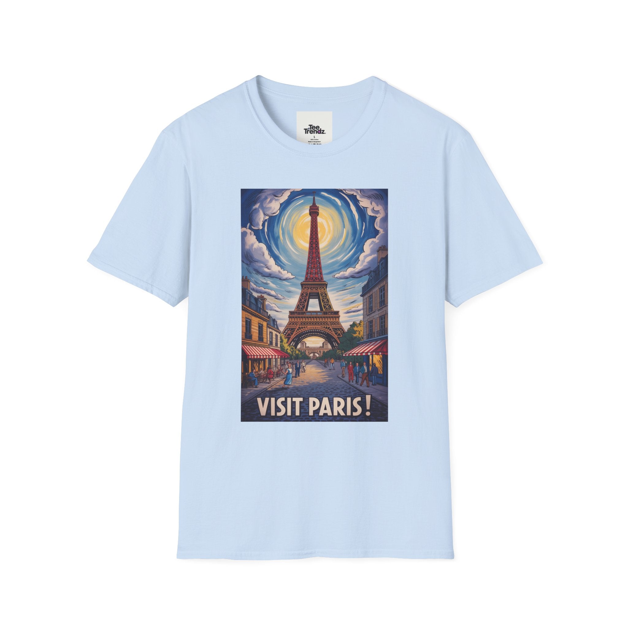Visit Paris T-Shirt - Vintage Eiffel Tower Travel Poster Tee