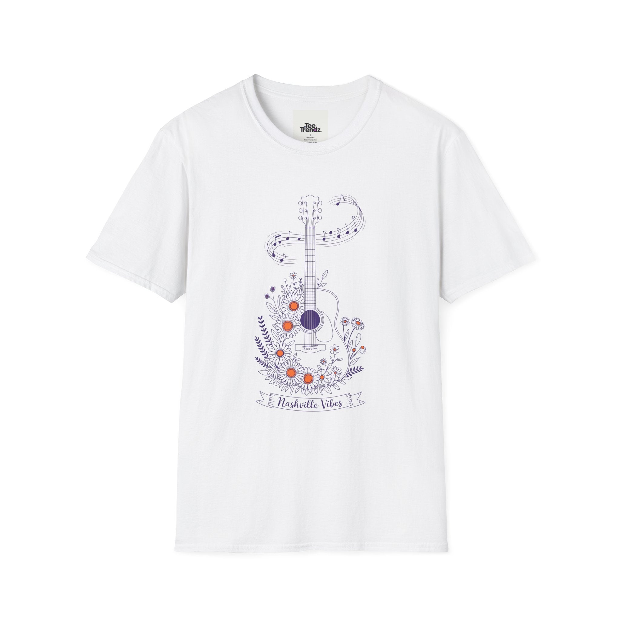 Acoustic Floral Guitar T-Shirt — 'A Heartwide Water I...' Music Tee for Songwriters & Folk Lovers