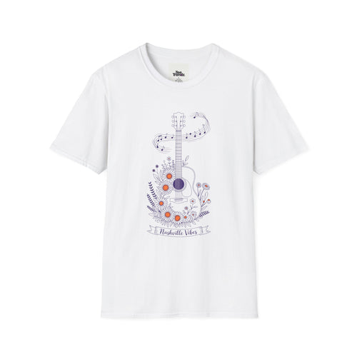 Acoustic Floral Guitar T-Shirt — 'A Heartwide Water I...' Music Tee for Songwriters & Folk Lovers