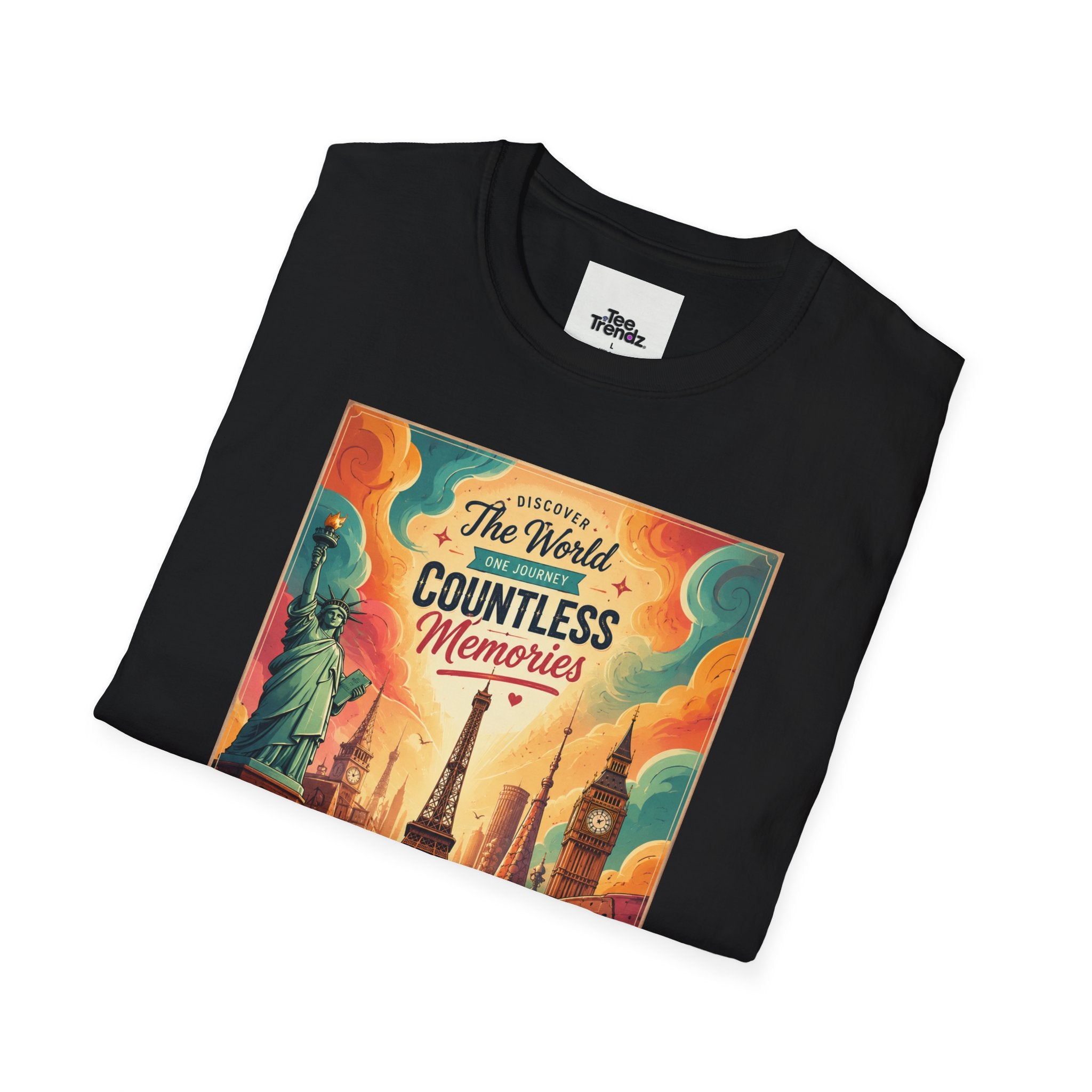 Travel Poster T-Shirt — 'The World, Countless Memories' Vintage Eiffel Tower Tee