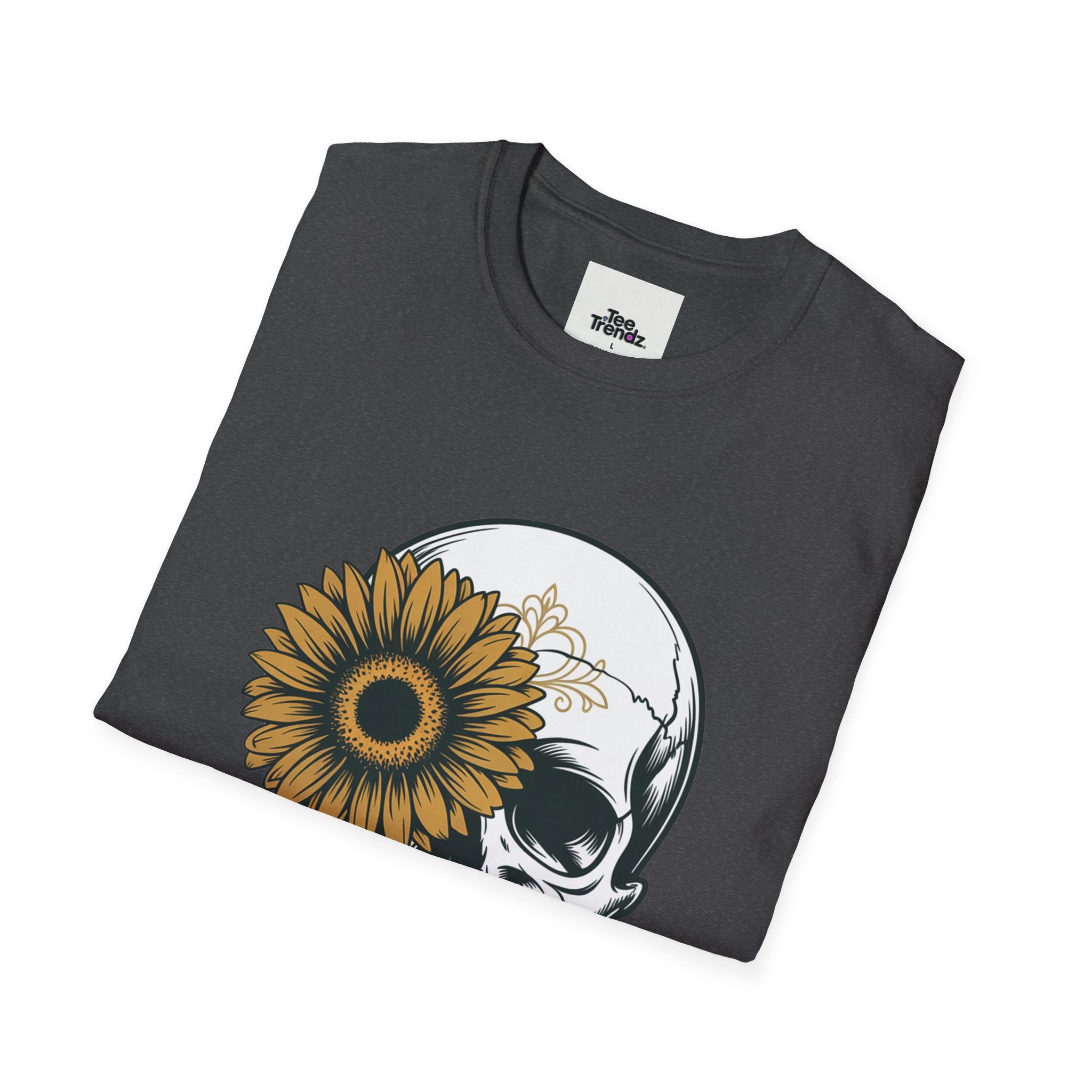 Skull with Sunflower Graphic T-Shirt