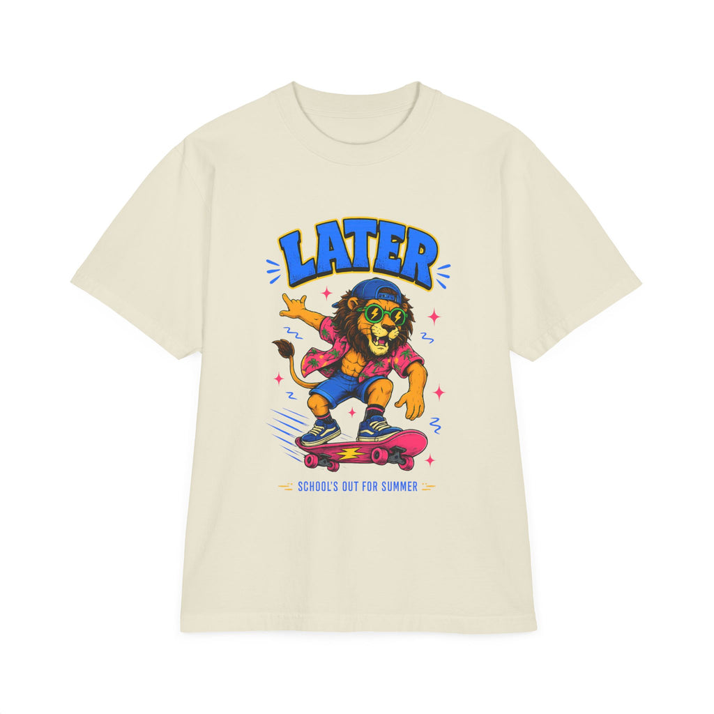 Later Skateboard Lion T-Shirt — "Later" Graphic Tee for Summer Vibes