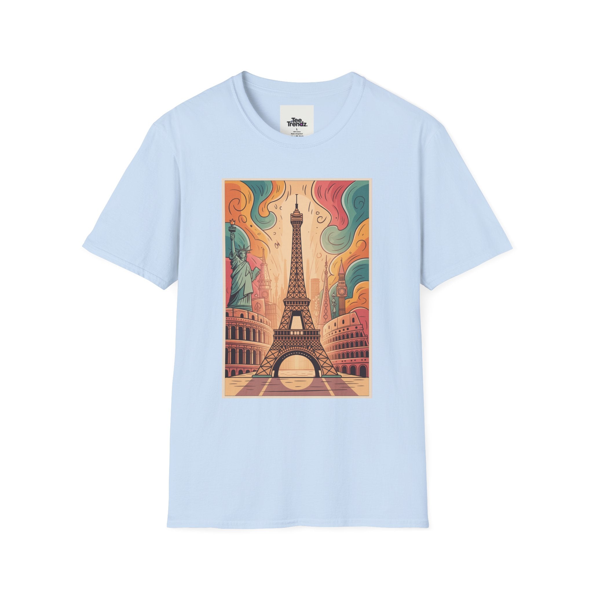 Eiffel Tower Retro Art T-Shirt — Vintage Paris Skyline Tee