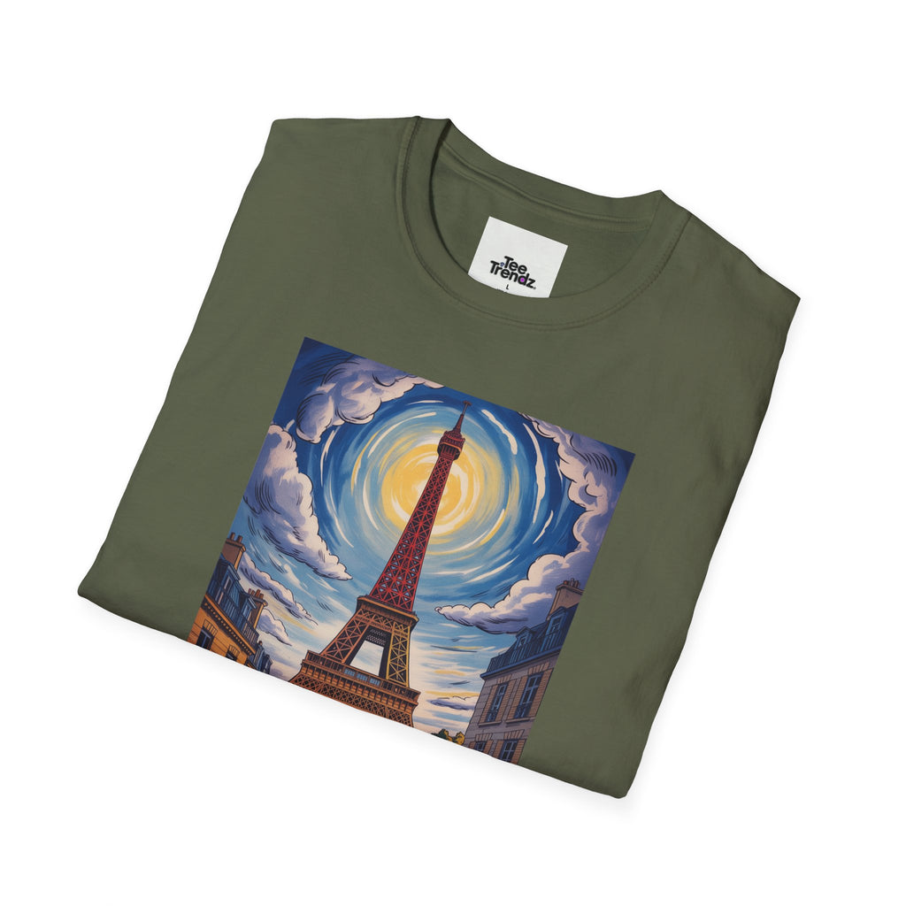 Visit Paris T-Shirt - Vintage Eiffel Tower Travel Poster Tee