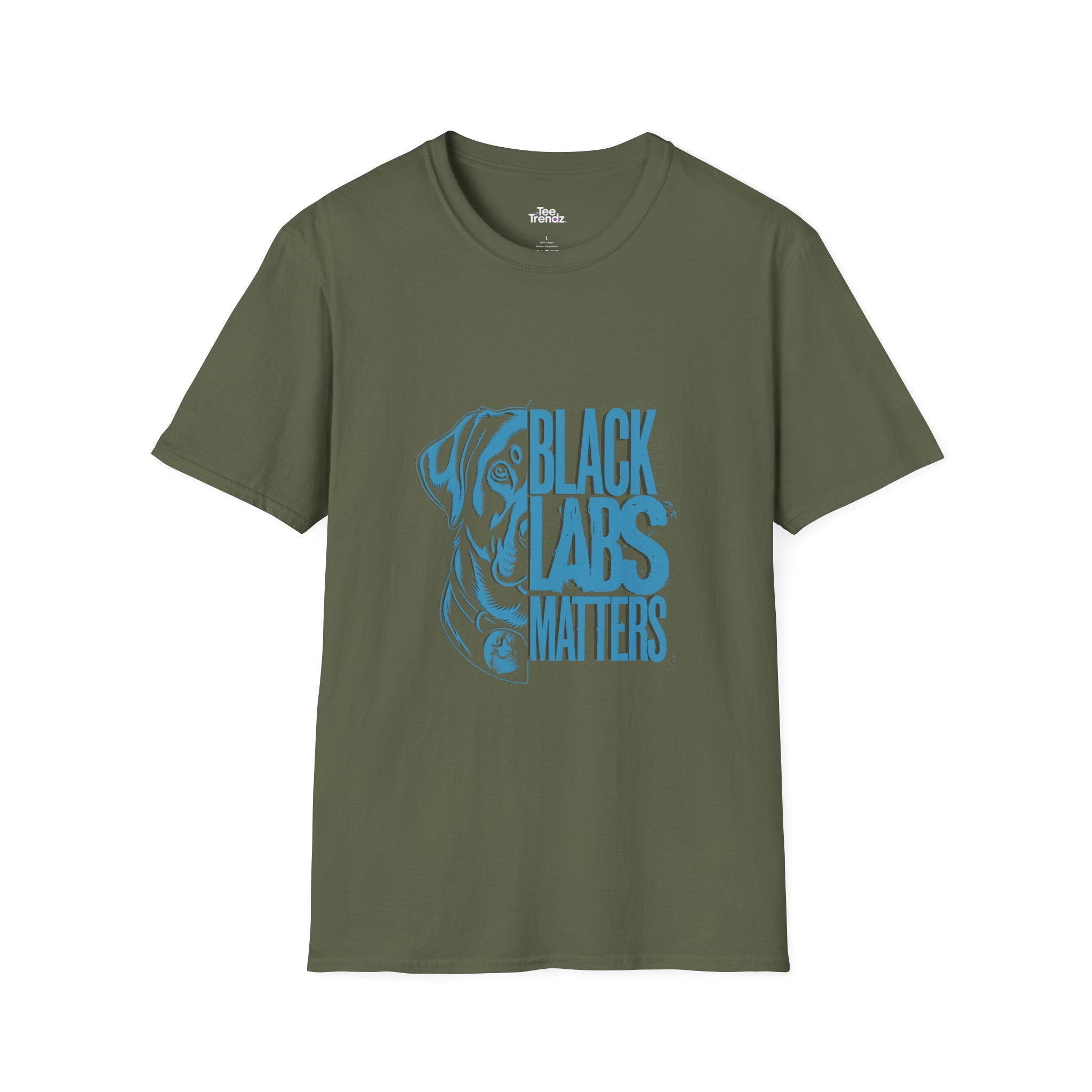 Black Labs Matter T‑Shirt — Blue Graphic Labrador Rescue Tee