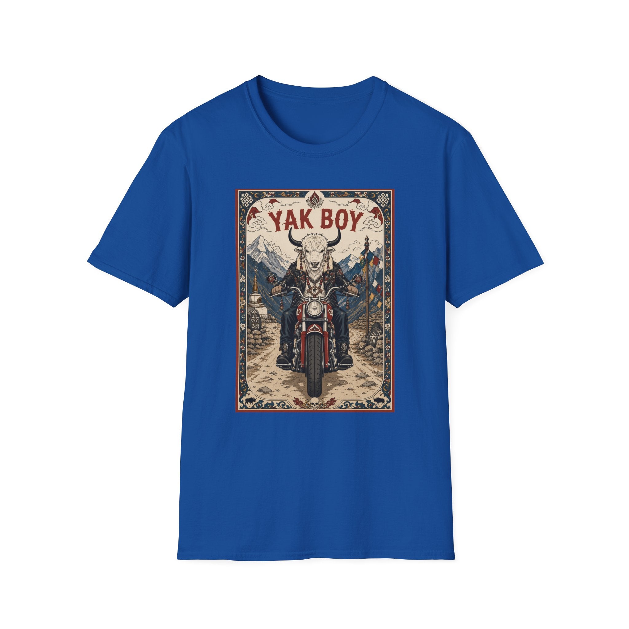 Yak Boy Motorcycle Graphic T‑Shirt — Vintage Mountain Biker Tee
