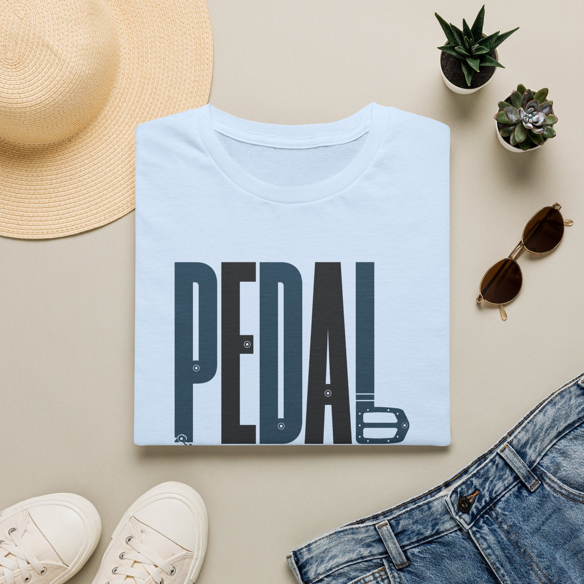 Pedal More T‑Shirt — Cycling Graphic Tee with Bike Pedal & Gear Design