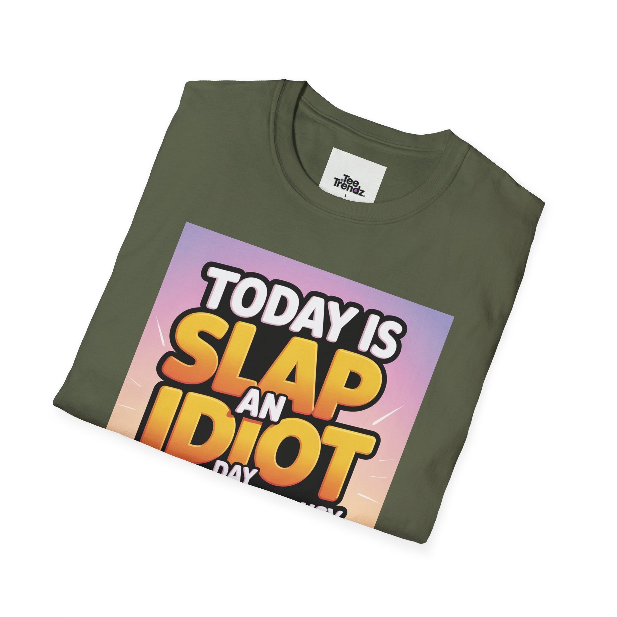 Funny Graphic T-Shirt – "Today Is Slap An Idiot Day" Cartoon Duck Tee