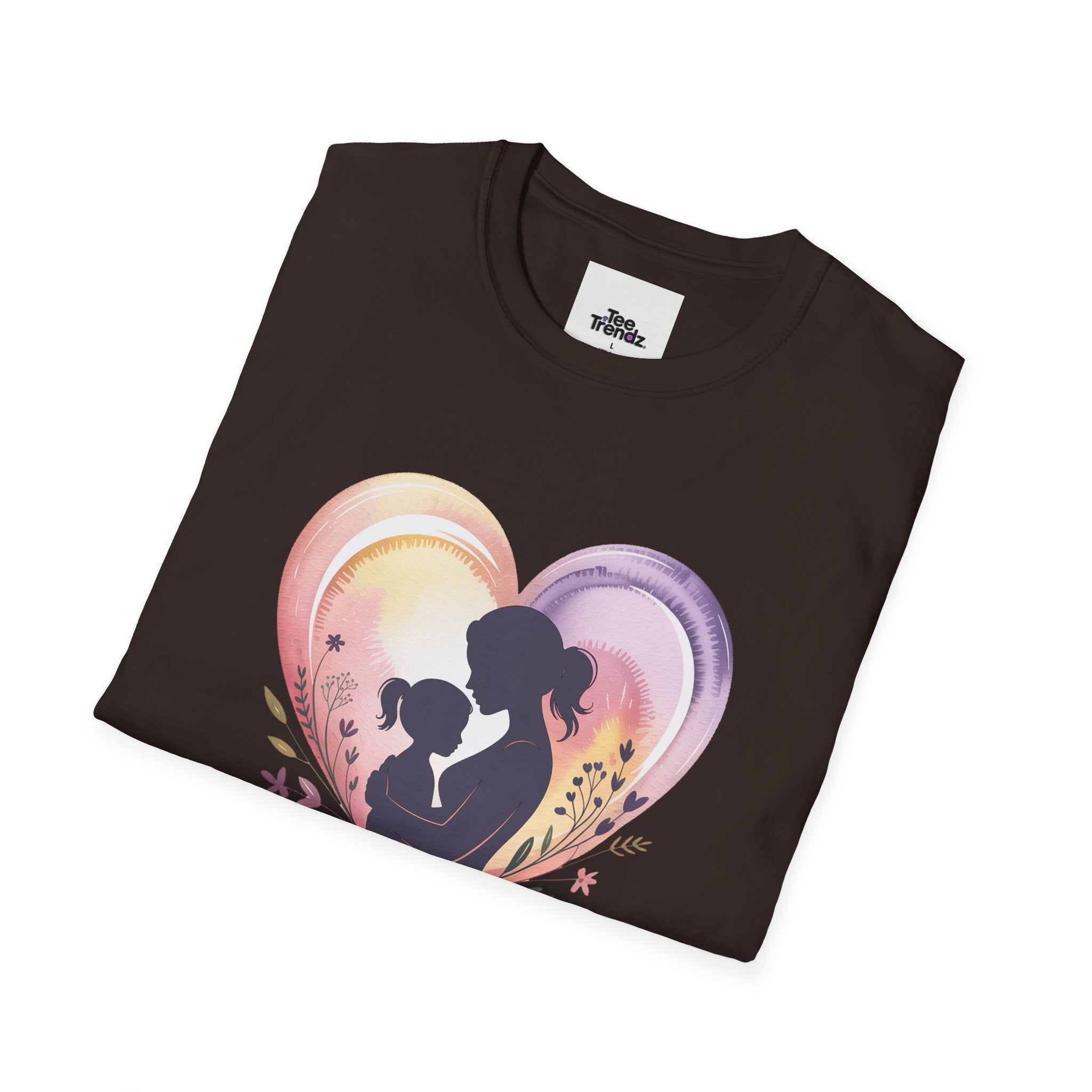 Mother's Love T-Shirt — Silhouette Heart Mom & Child Graphic (Mother's Day Gift)