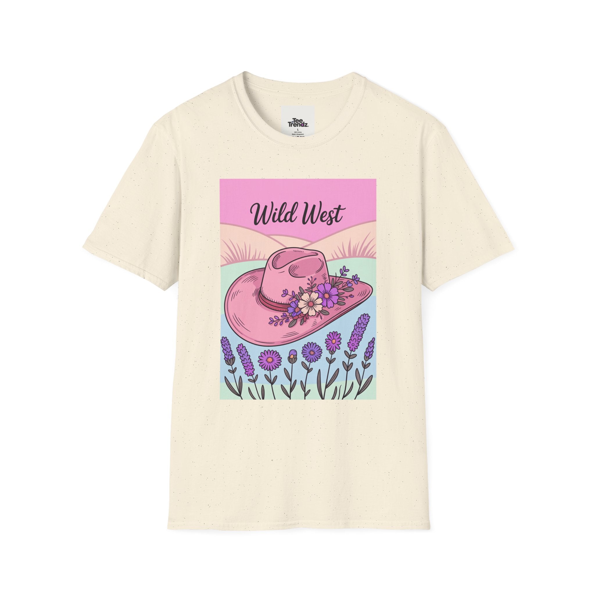 Wild West Pink Cowboy Hat T-Shirt — Floral Western Graphic Tee