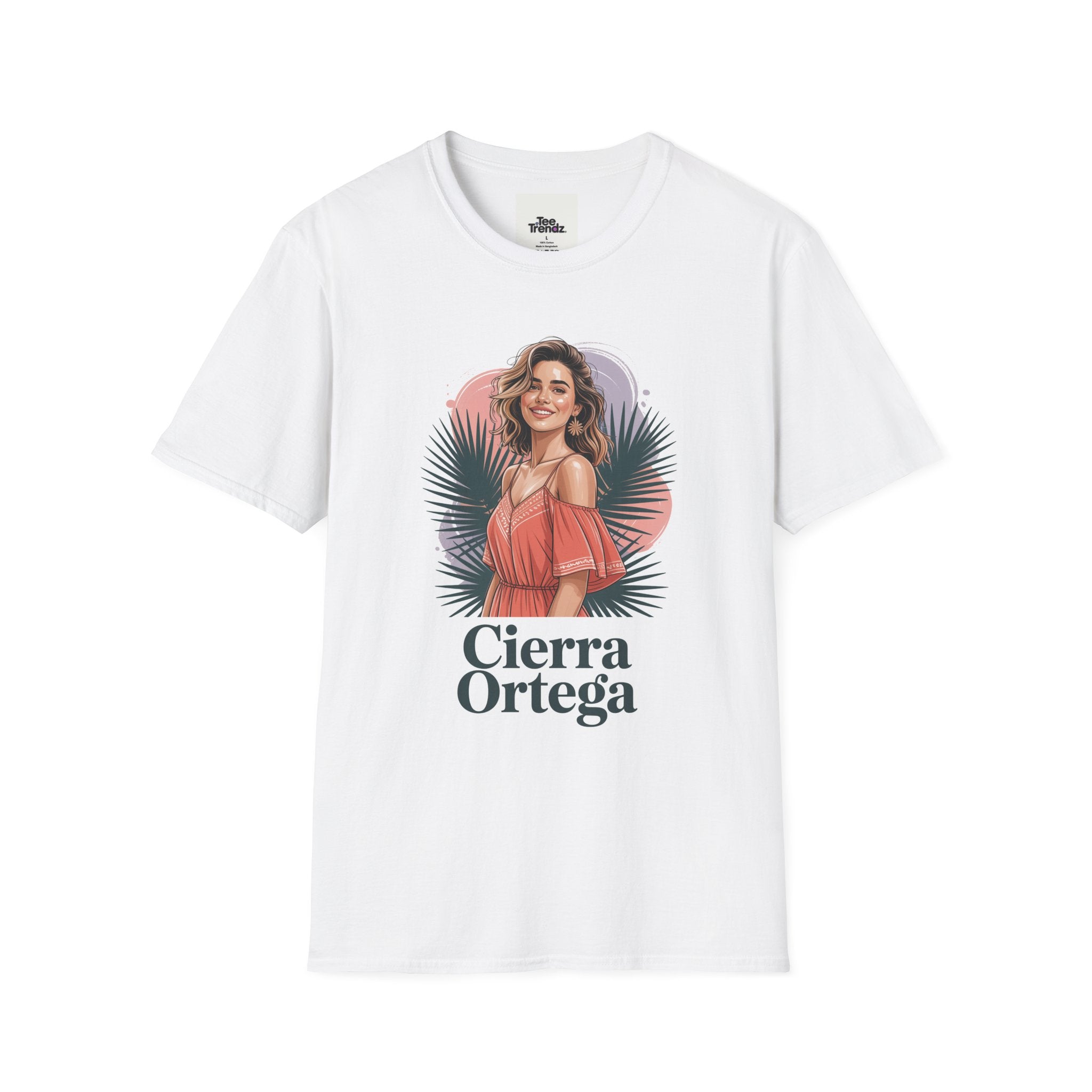 Personalized Portrait T‑Shirt — Custom Name "Cierra Ortega" Tropical Palm Graphic