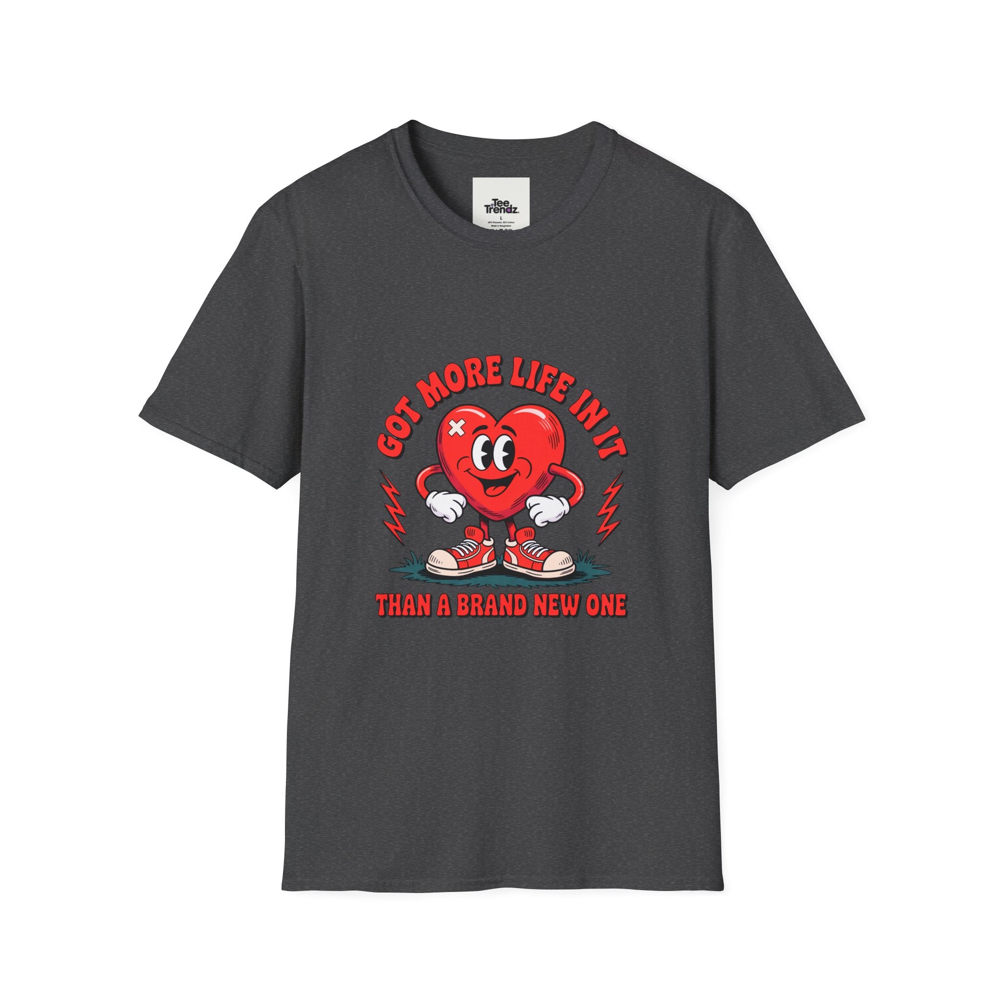 Heart Cartoon T-Shirt — "Got More Life In It Than A Brand New One" Vintage Valentine Tee