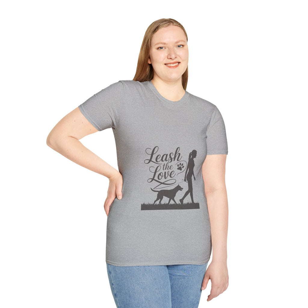 Leash the Love T-Shirt - Dog Walking Silhouette Tee for Pet Lovers