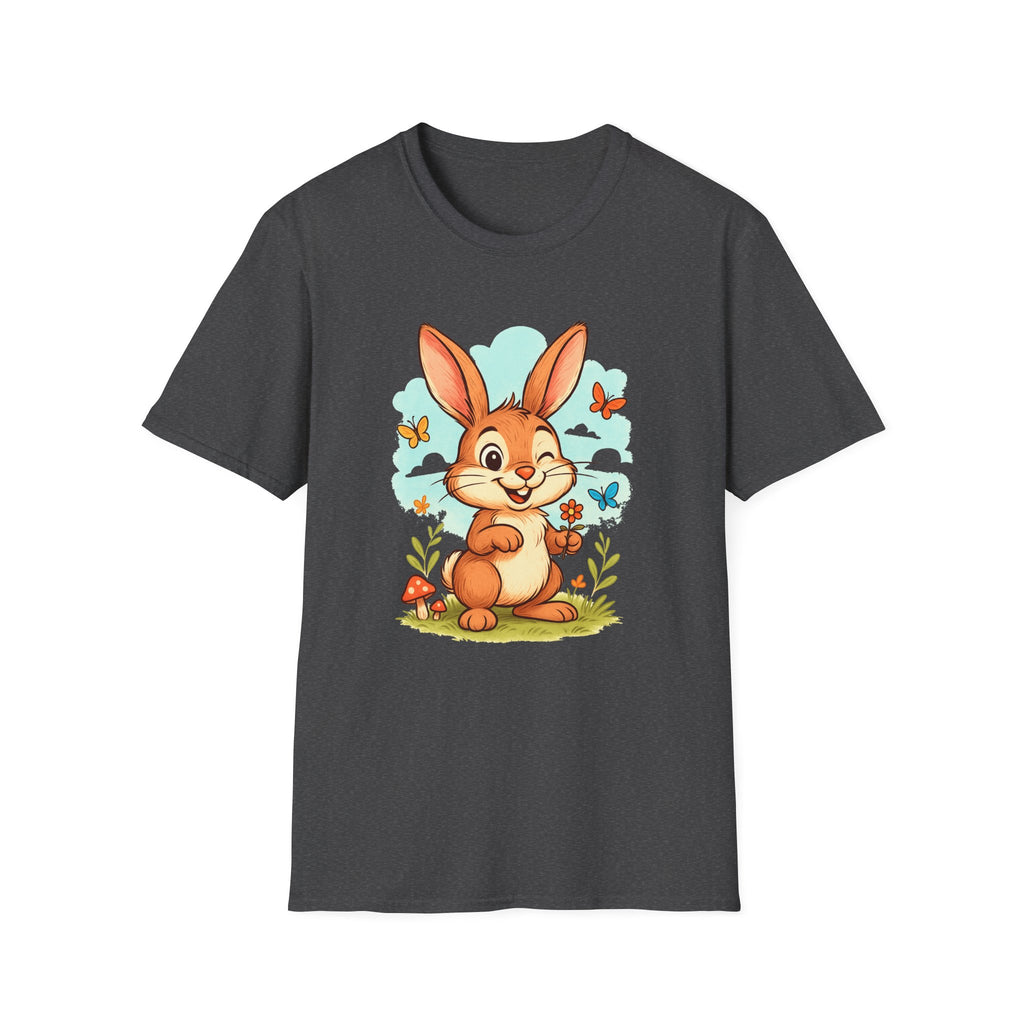 Cute Bunny Tee — Cartoon Rabbit with Butterflies Kids Easter Shirt