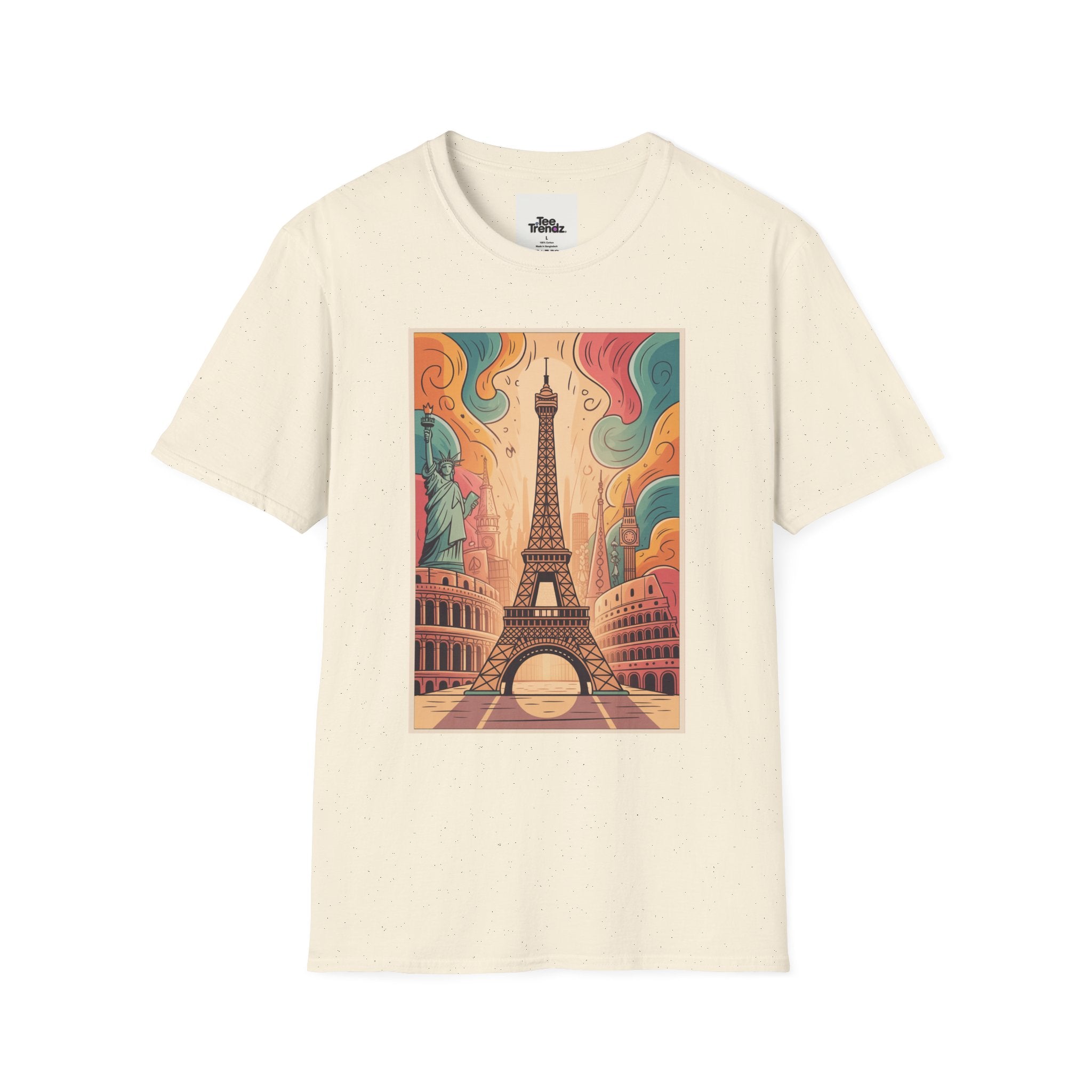 Eiffel Tower Retro Art T-Shirt — Vintage Paris Skyline Tee