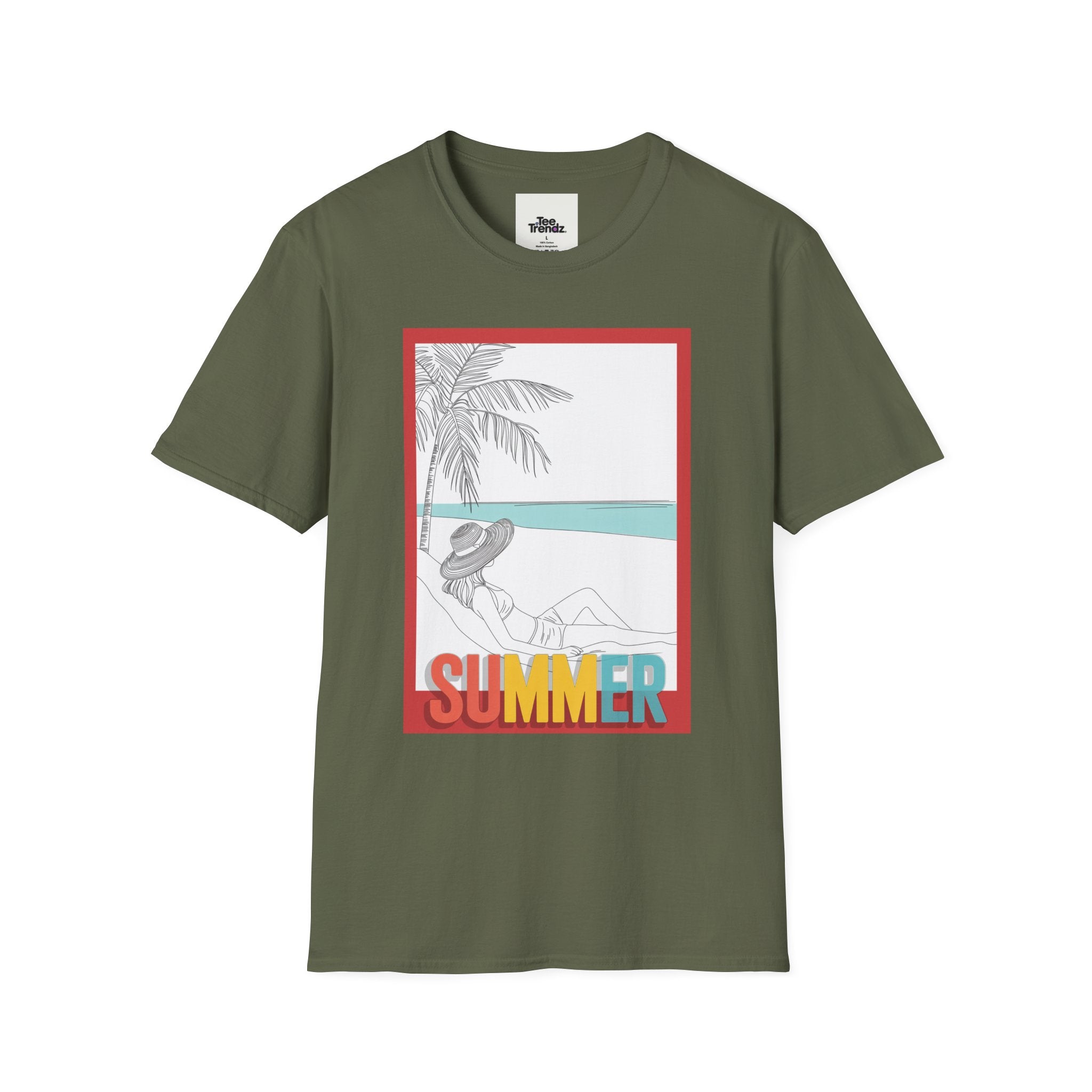 Summer Beach Graphic T-Shirt — 'SUMMER' Retro Palm & Relaxation Design